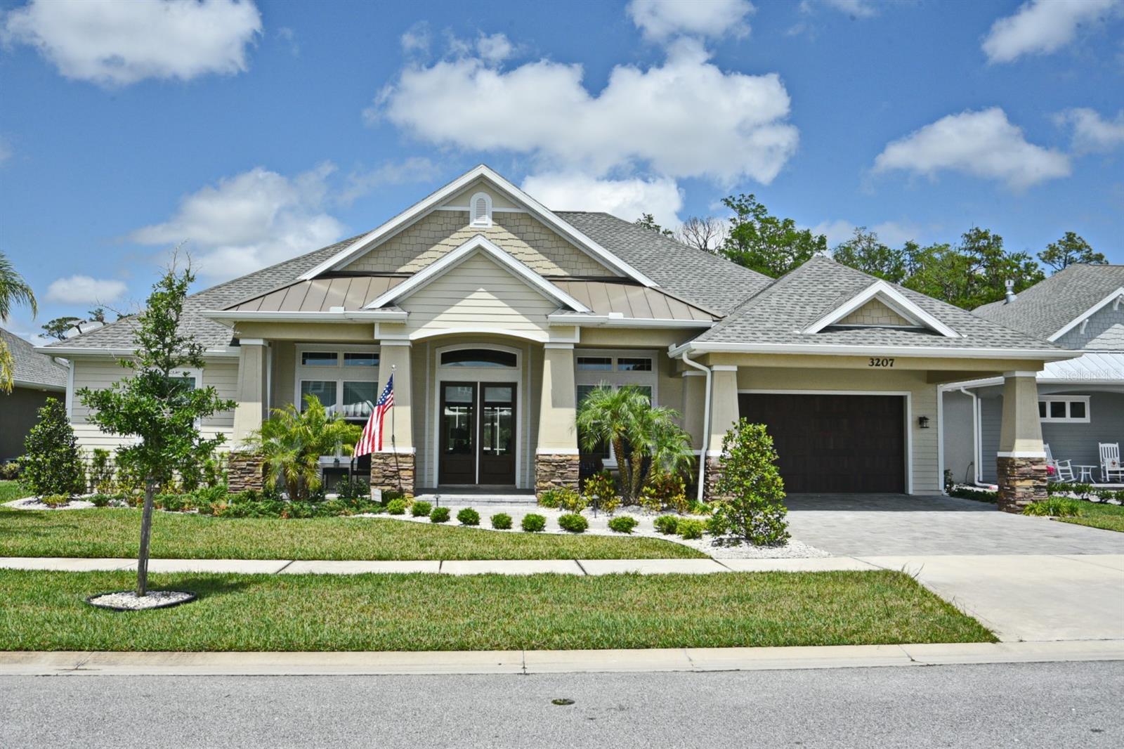 VENETIAN BAY FORMER MODEL HOME LOCATED IN THE ESTATES OF VERANO! Built by Platinum Builders, this home has it all! Located on a private lot backing to water and conservation. The floor plan features a 3 way split with 4 bedrooms, 3 baths, a gourmet kitchen, a great room with a built-in wine bar, separate dining room and an executive office. Crown moldings throughout, hurricane windows and doors and porcelain plank tile in all the main areas including the master bedroom and private guest suite. The gourmet kitchen features 42" solid wood cabinets, granite countertops, SS appliances, underneath counter lighting and a custom ceiling sun tunnel. The huge master suite has a sitting area overlooking the pool and conservation area, dual closets with custom closet system, a luxurious master bath with walk in shower and floor to ceiling slate, double sinks, granite countertop and custom cabinets. All of the bathrooms have been upgraded with slate tile, granite counters and custom cabinets. Recently added pool (26' x 14') with a salt water system, LED lighting and heated with a heat pump system that you can control through an app on your phone or tablet. You will also find a large covered lanai with wood ceiling and brick paved decking - perfect for entertaining! The garage is oversized with a tandem space perfect for extra storage or a golf cart, 8' wood style doors and a porte cochere. This home is a pleasure to show, expect to be impressed! Venetian Bay in an active lifestyle community with a Town Center with shopping and restaurants, a Swim Club with pool and spa, Championship Golf Course, miles of Nature Trails for walking and a park and playground. (A club membership fee is required for the golf course). Conveniently located off SR-44 with easy access to I-95 and I-4 and a just minutes to the best beaches in Florida! This property may be under video/audio surveillance. ;Water: City