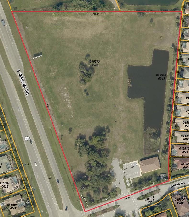 Property Type: Commercial Land with Existing Office Building
Property Size: 10 Acres

Discover this exceptional opportunity with over 900 feet of frontage on Tamiami Trail/US41 in Osprey, FL! This is one of the last substantial parcels available in Sarasota County with a Tamiami address. Positioned directly in the path of progress, this 10-acre parcel is ready for development with all entitlements in place.

Property Features:
Existing Office Building: 4,000 SF Freestanding Office Building with water, sewer, and electricity
Development Potential: Density for Assisted Living Facility/Memory Care at 9 units to an acre
Office Space Allowable: Up to 46,000 SF of office space
Prime Location: Directly across from the new Publix and adjacent to massive new developments, including shopping plazas, restaurants, apartments/condos, and single-family homes
Infrastructure: Electric, water, and sewer in place, making the property shovel-ready
Accessibility: Easy access to Tamiami Trail from both ends of the property with simple median cuts at Southbay Drive/Luminary Blvd
Strategic Positioning: Located at the northeast side of the intersection of Luminary Blvd and Tamiami Trail in Osprey, FL