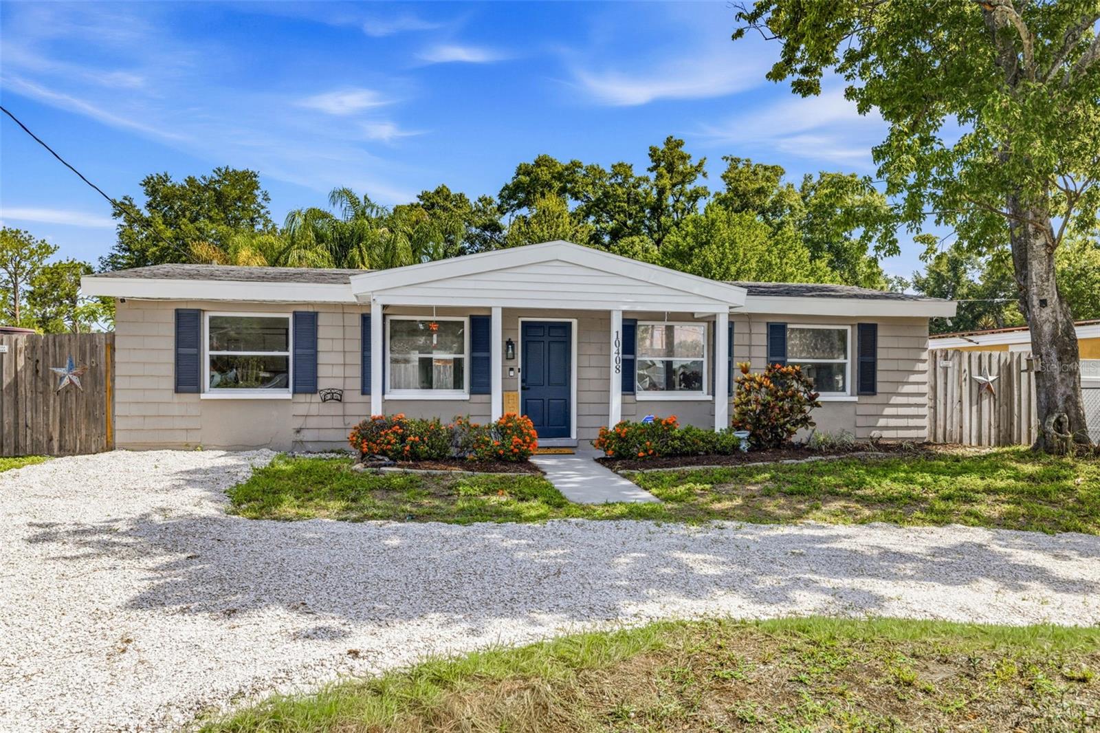 Welcome to this beautifully updated move-in-ready home with NO HOA and an unbeatable location! New HVAC, New Hot Water Heater, New Luxury Vinyl Flooring throughout. From the moment you arrive, you'll appreciate the exceptional curb appeal featuring a unique curved driveway with convenient in-and-out access, a fully gated front yard for added privacy, and a completely fenced property. Step inside to soaring ceilings that create an open, bright, and spacious feel throughout the living, dining, and kitchen areas. Filled with natural light, this inviting layout is perfect for entertaining with plenty of room for both a dining table and breakfast nook. The home has been thoughtfully updated with brand-new luxury vinyl plank flooring throughout—no carpet—fresh interior paint, a new HVAC system, and stainless steel kitchen appliances. The kitchen also features quartz countertops, ample cabinet storage, and a functional layout ideal for everyday living. The split-bedroom floor plan offers added privacy, with the primary bedroom tucked away from the two secondary bedrooms. Both bathrooms have been beautifully renovated with new vanities, fixtures, and updated tile finishes. A generously sized laundry room provides abundant storage space and can easily double as a pantry or utility room. Step outside to enjoy the fully fenced backyard, complete with two storage sheds and private fenced areas on both sides of the home, offering endless possibilities for storage, hobbies, pets, or outdoor entertaining. Location truly sets this home apart! Conveniently located just 12 minutes from Downtown Tampa, less than 5 minutes to Westfield Brandon Mall, and within minutes to restaurants, shopping, and everyday conveniences including Publix. With modern updates, no HOA restrictions, and an incredible location, this home offers outstanding value. Schedule your private showing today!