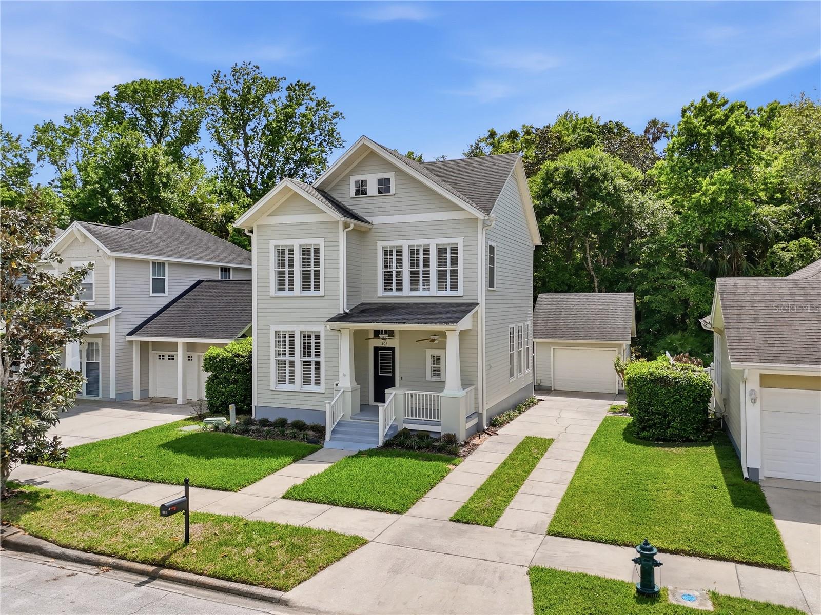 Welcome to 1102 Banks Rose Ct in Celebration, a beautifully updated 3-bedroom, 3-bathroom home located on a quiet cul-de-sac in South Village, backing to a peaceful nature preserve. This property blends modern upgrades, smart-home convenience, and the unmatched lifestyle that makes Celebration one of the most sought-after communities in Central Florida. Step inside to discover wood floors throughout the first level, a bright open layout, and a home designed for both comfort and functionality. The kitchen and living spaces flow seamlessly, perfect for entertaining or everyday living. Enjoy relaxing mornings on the charming front porch or unwind in your private brick-paved backyard with no rear neighbors. Modern upgrades throughout such as. Tankless water heater, Smart WiFi-controlled lighting system (customize ambiance from your phone), Retractable blinds & plantation shutters, Heated towel rack in the primary suite (luxury touch), Air-conditioned 1-car garage with electric vehicle charger, Secret air-conditioned room above the garage (perfect office, studio, or flex space), Additional under-stair storage room with AC & insulation, Blueprints + CROA-approved plans for a garage apartment (approx. +1,000 sq ft) — incredible future value and income potential. Living in Celebration means more than just owning a home—it’s about embracing a walkable, community-focused lifestyle: Steps from Celebration Central Bark Dog Park and scenic walking trails. Surrounded by nature preserves, biking paths, and lakes. Minutes to charming downtown Celebration Town Center with boutique shops, events, and lakeside dining. Enjoy quick access to some of the best local favorites: Coffee & casual meetups at Starbucks and Foxtail Coffee Co. Popular dining spots like Columbia Restaurant, Celebration Town Tavern, Charleys Steak House, and Avocado Mexican Grill. Upscale shopping and entertainment just minutes away at Disney Springs. Just minutes from Walt Disney World. Easy drive to Universal Orlando Resort and SeaWorld Orlando. Approximately 25–30 minutes to Orlando International Airport. Easy access to Florida’s top beaches including Cocoa Beach and Clearwater Beach. Convenient access to Interstate 4 and Florida State Road 417. Why This Home is a Smart Move for you! Located in one of Central Florida’s most desirable master-planned communities. Strong appeal for primary buyers, second-home buyers, and investors. Future income potential with approved garage apartment plans. Combines privacy (conservation lot) with walkability and lifestyle.