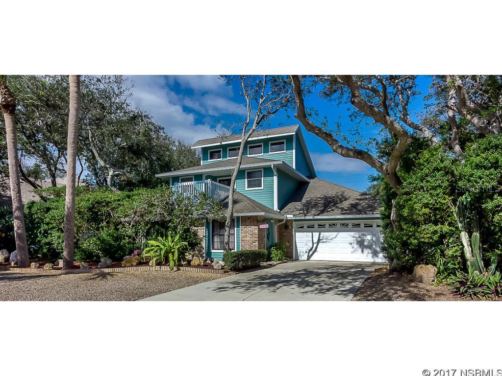 Fractional Ownership - price reflects an ownership percentage of 0%.Prepare to be impressed by this charming beachside pool home nestled on a spacious wooded lot in Ponce Inlet.This well maintained 3 bedroom 2.5 bath home features include a cozy island kitchen with gas cooktop; open floor plan;a great room with a 2 story fireplace and luxurious soaring open ceiling beams inlaid with rich tongue and groove planking.There are two Master bedrooms ; one on the first floor which is currently used as a TV Room and a master suite on the second floor with plenty of closet space. The 2nd floor master suite provides access to an outside sitting area to enjoy the sea breeze with your morning coffee.You'll enjoy how the unique Clerestory Windows flow suffuse light into the space. House has been freshly painted outside; Spacious lot has room for an accessory garage/storage structure. There's room for Boats, Watercraft, Kayaks and an RV too.Roomy two car garage with overhead attic storage space.Unique property; one block from ocean; Well built home with vaulted ceilings and inlaid tongue and groove ceilings. Exterior painted 11/17and has had ongoing preventative pest control for 17 years.Roof replaced in 2008AC Replaced 2009 ;Water: City