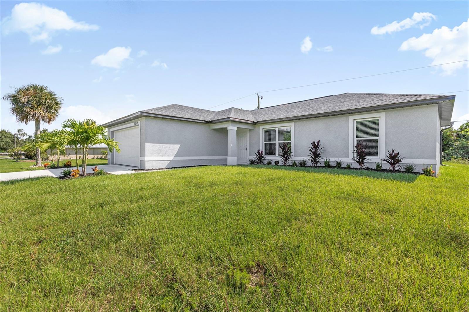 Under Construction. Brand new construction in a growing NW Cape Coral neighborhood! This beautiful 3-bedroom, 2-bathhome features an open floor plan with durable porcelain tile flooring throughout, stonecountertops, stainless steel appliances, and modern finishes. The spacious primary suite offersdual closets, dual sinks, and a fully tiled walk-in shower. Enjoy a covered lanai perfect forrelaxing or entertaining year-round.Conveniently located near Joe Stonis Park, Trafalgar Elementary School, Mariner High School,shopping, dining, and local favorites including Miceli's Restaurant. Easy access to Burnt StoreRoad, Pine Island Road, and nearby boat ramps makes commuting and recreation a breeze.No HOA and located outside of a flood zone. Home includes a 1-year builder warranty and a 2-10 HomeBuyers Warranty. Seller may assist with buyer closing costs. Estimated completion date is September