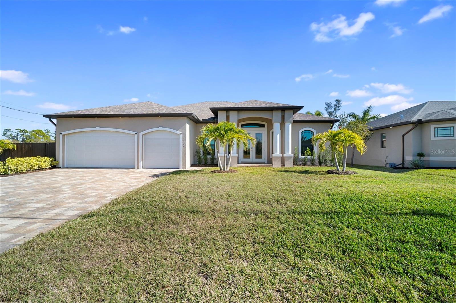***Due to medical reasons, sellers are motivated. Significant price drop.*** Bring your boats! Gulf access living awaits. Situated on a triple 0.34 acre waterfront lot this custom-built home offers the perfect blend of modern design, functionality, and Florida lifestyle. This open concept living space features 3 bedrooms, 3 full bathrooms, a den/office, and a formal dining room. The spacious great room is highlighted by high tray ceilings and an impressive six panel 24 foot wide slider which seamlessly provides indoor-outdoor flow, expanding into the pool and screen covered lanai making it perfect for entertaining. At the heart of the home, is a striking kitchen with a MASSIVE 14 ft. Indian marble/quartzite island with matching countertops and backsplash. Ideal for hosting, this home offers quality cabinetry, and a dedicated wine fridge and dry bar. The primary suite serves as a private retreat with peaceful water views, an ENORMOUS walk-in closet, and a spa-style bathroom complete with dual vanities and a large walk-in shower. Two additional guest bedrooms are thoughtfully positioned to provide comfort and privacy, with the pool-side bedroom ensuite bath opening to the lanai and pool area. When stepping outside onto the screen covered lanai, you’ll not only be overlooking the heated pool but a wide tranquil canal as well. The expansive side yard provides plenty of room for outdoor enjoyment. Boating enthusiasts will appreciate the HUGE boat dock with two private boat lifts. One is rated @ 14,000 lbs., the other @ 4500 lbs. Additional highlights include COMPLETE NEW WHOLE PROPERTY landscaping, a BRAND NEW 24KW Generac Whole House Generator with transfer switch (available separately), additional portable generator hookup, whole house surge protection, a VETERANS AIR TOTAL HOME DEFENSE PLAN (includes ELECTRICAL, HVAC, and PLUMBING coverages), insulated 3-car garage with golf cart parking, (a new golf cart is available), mini-split air in garage, epoxy garage floor, impact rated windows and doors, spray foam attic insulation, whole house reverse osmosis soft water system, lawn irrigation system, a fully double walled fenced side yard, secure private GATED parking, and NEW concrete pad for patio or shed construction. This home is offered FULLY FURNISHED and has no HOA. This waterfront property delivers comfort, quality, and access to the best of Southwest Florida living all in a quiet, desirable Cape Coral location. Schedule your private showing today and act fast before you miss your chance at this slice of paradise!