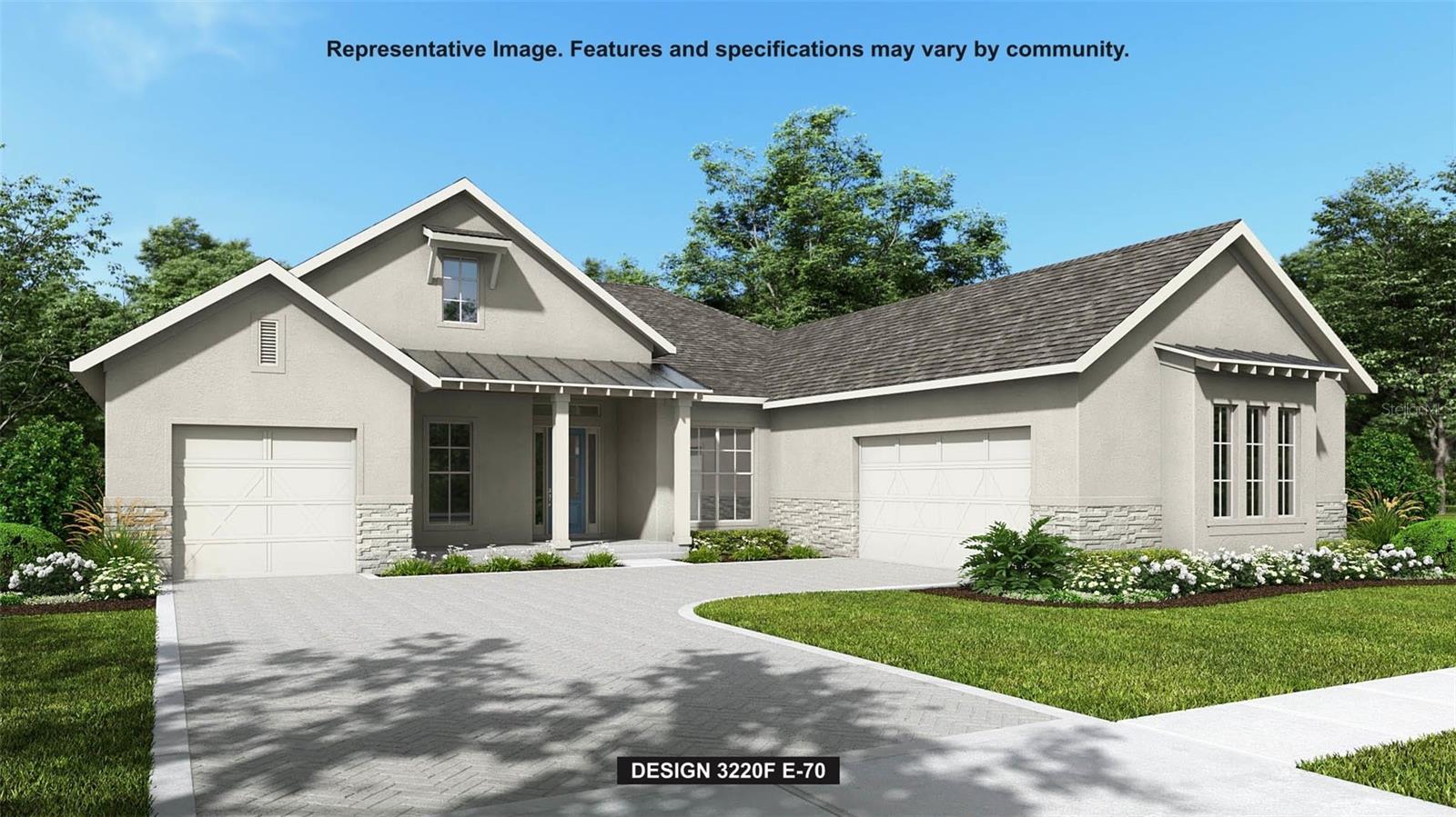 Under Construction. The covered front porch opens into a welcoming entryway. In the family room, a 16-foot ceiling creates an airy feel, while a sliding glass door leads to the covered lanai and backyard. The kitchen, connected by an island with built-in seating, features ample counter space and an oversized walk-in pantry. A bright corner dining area is framed by windows. The primary bedroom showcases a wall of windows and opens through French doors to a luxurious bathroom with a linen closet, freestanding tub, glass-enclosed shower, and two walk-in closets. Each secondary bedroom includes its own private bathroom and walk-in closet. A bonus flex room with access to the backyard cabana offers additional space. The drop zone and laundry room are conveniently located near the secondary bedrooms, and the home includes a three-car split garage.