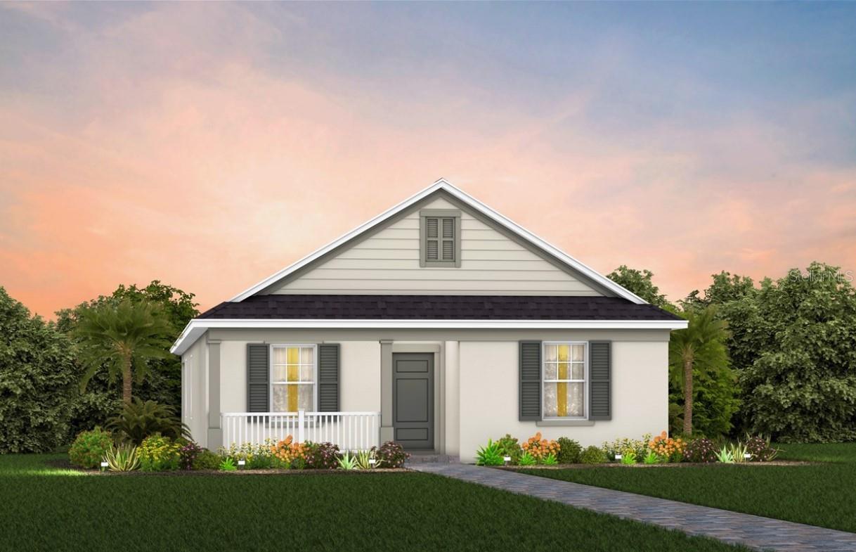 Under Construction. The seeds have been planted! Welcome to Orlando's first agrihood, cultivating an authentic farm and garden community. This mixed-use development will feature unique home designs with vintage farmhouse style throughout a patchwork of gardens, preserves, and nature trails. Leave the crop cultivating to the professionals while you take advantage of the bounty in your own back yard!
The new construction Dylan bungalow offers a seamless blend of convenience and elegance. Featuring 4 spacious bedrooms, 2 bathrooms, a covered lanai, and a 2-car rear load garage. Step inside to discover a layout that prioritizes both function and flow. At the front, you'll find three spare bedrooms and a bathroom. As you move toward the heart of the home, natural light floods the gathering room and café through large windows, creating a bright, inviting space. The kitchen is a chef’s dream, featuring a large corner walk-in pantry, stainless steel Whirlpool appliances, white cabinetry, quartz countertops, and a decorative subway tile backsplash. The owner’s suite, thoughtfully tucked away for privacy, offers a peaceful retreat from the rest of the home. The en suite bathroom features a dual-sink, quartz-topped vanity, a glass door enclosed shower, and a spacious walk-in closet, ensuring you have all the space and comfort you need. This home’s design selections are equally impressive, with wood-look luxury vinyl plank flooring throughout the living areas and owner’s suite, tile flooring spanning the bathrooms and laundry room, and plush, stain-resistant carpet in the secondary bedrooms. For modern convenience, the home is equipped with a smart thermostat and a video doorbell. The Dylan includes everything you need to get started—refrigerator, washer, dryer, and blinds—so you can relax and enjoy the luxury of your new home from day one. Schedule an appointment today and see for yourself how this dream home can become your reality!