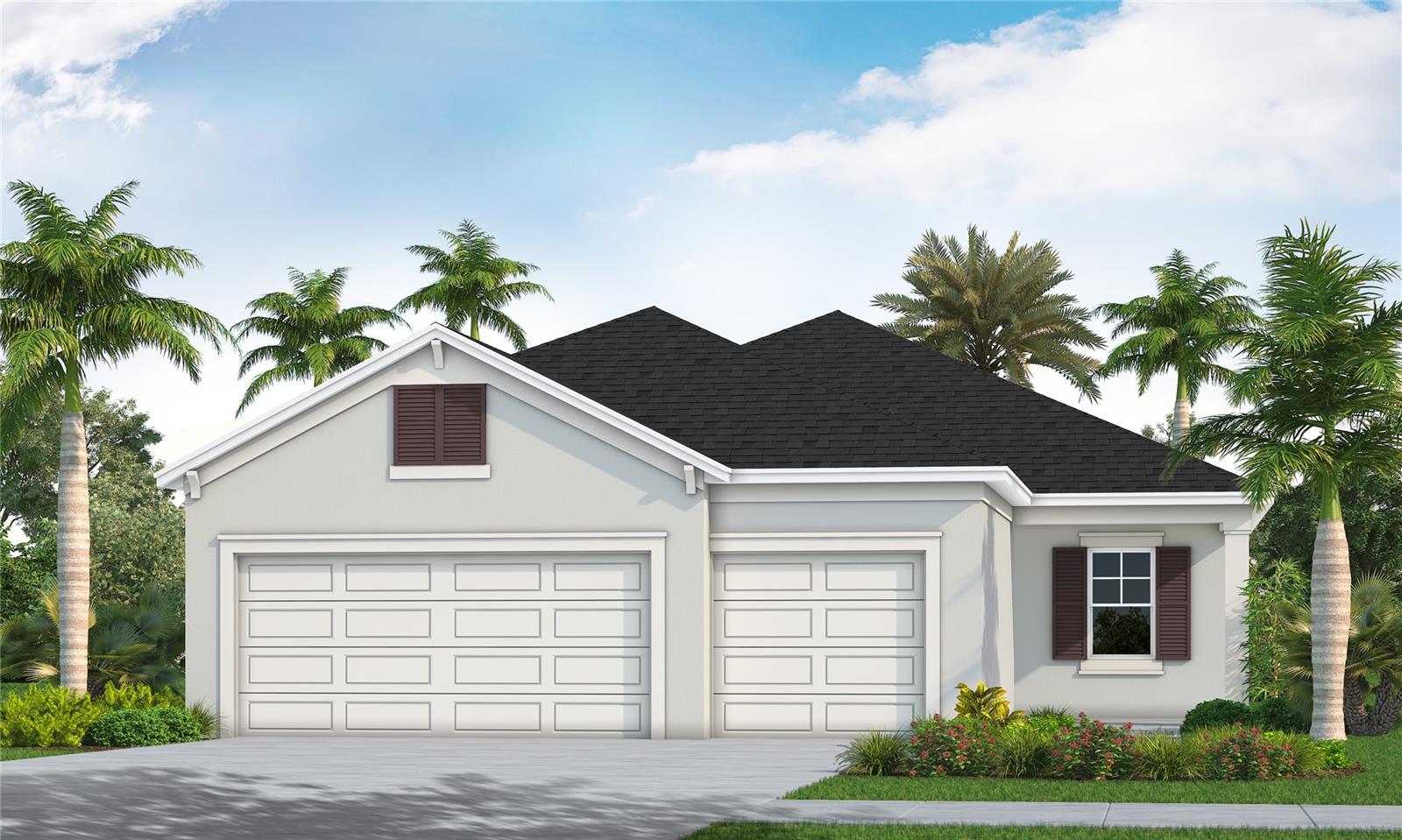 Under Construction. The Meadow Brook home design by Neal Communities offers an open layout for the common living areas, three bedrooms, two bathrooms, a leisure room and a three car garage. The beautifully-equipped kitchen comes with an island, corner walk-in pantry and cafe area. A spacious great room has a recessed ceiling for an extra touch of elegance and views of the lanai and backyard. The master suite includes dual walk-in closets and master bath with large walk-in shower and private water closet. Call us today to learn more the Meadow Brook home at Wildleaf!