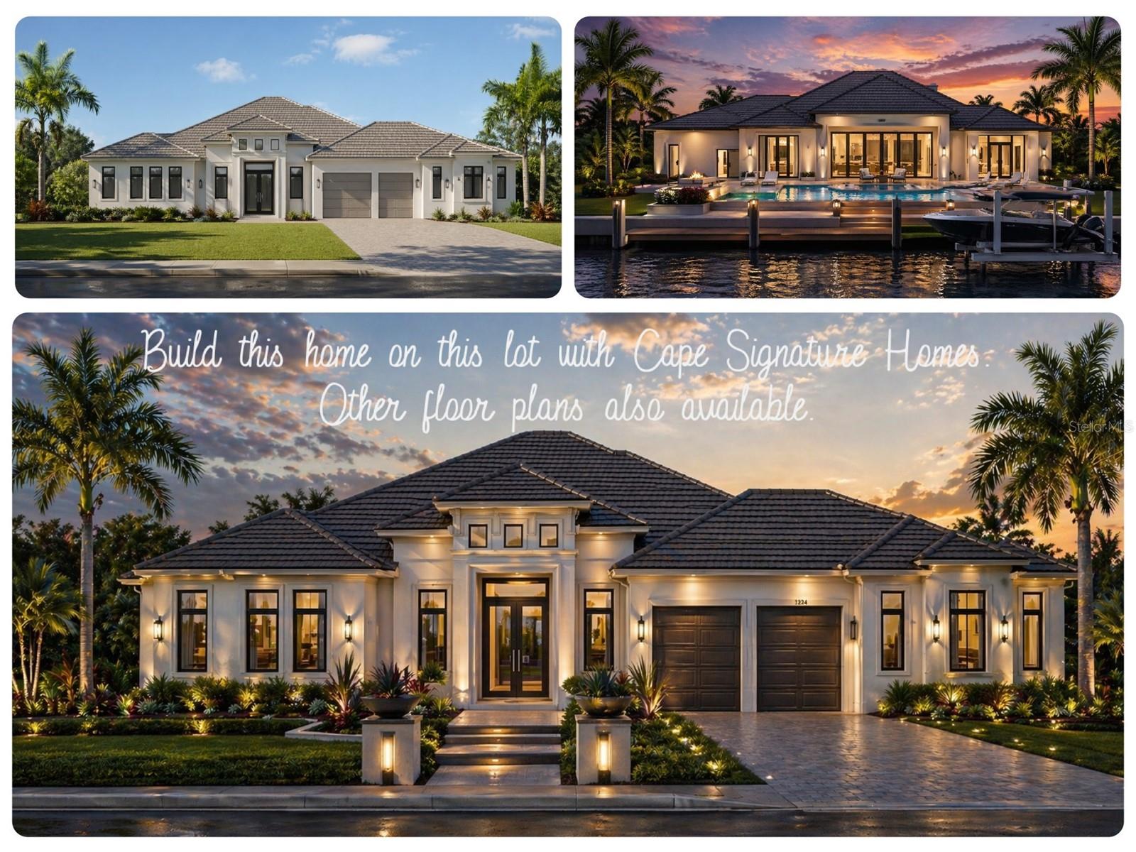 NOT IN A FLOOD ZONE!! An exceptional opportunity to build a luxury waterfront estate on this .46-acre Gulf access lot. 146 feet of breathtaking water frontage. Like the home shown in the photos? We’ve done the builder vetting for you and taken the guesswork out of the process. Cape Signature Homes is a locally established builder with over 23 years of experience and a strong reputation in the area. A spec sheet for the featured home design is available, along with additional floor plan options. Buyer is not obligated to use this builder. Positioned on a wide canal, the property offers Gulf access with just one bridge and no locks, providing effortless boating access to the Caloosahatchee River. This area provides a stunning boat ride to the river along the spreader canal where you can enjoy beautiful wildlife. Before reaching the river you can stop at Cape Harbor and enjoy a cocktail and wonderful food at one of their many restaurants. This premier homesite is already improved with a concrete seawall and concrete dock, a significant value that allows you to move forward with your custom build without delay. Nearly half an acre in size, the lot offers ample space to design a high-end waterfront residence complete with expansive outdoor living, a resort-style pool, and sweeping water views. Enjoy the privacy, scale, and prestige of one of Cape Coral’s most desirable boating areas, while remaining conveniently close to shopping, dining, and major thoroughfares. Whether creating a personal waterfront sanctuary or a statement investment property, this lot delivers the location, infrastructure, and boating lifestyle that define luxury living in Southwest Florida. This is a rare opportunity to secure a large Gulf access lot.