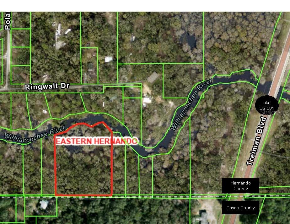 Beautiful Large Oaks, easy access only 600 feet west of US 301 (Treiman Blvd) which is currently being improved. FDOT building large retention pond South of property and improving road access to the parcel. 2.2 Acres Approximately 400' on the Withlacoochee River. Additional 1.4 Acres on same Road (not contiguous) available for $50,000.