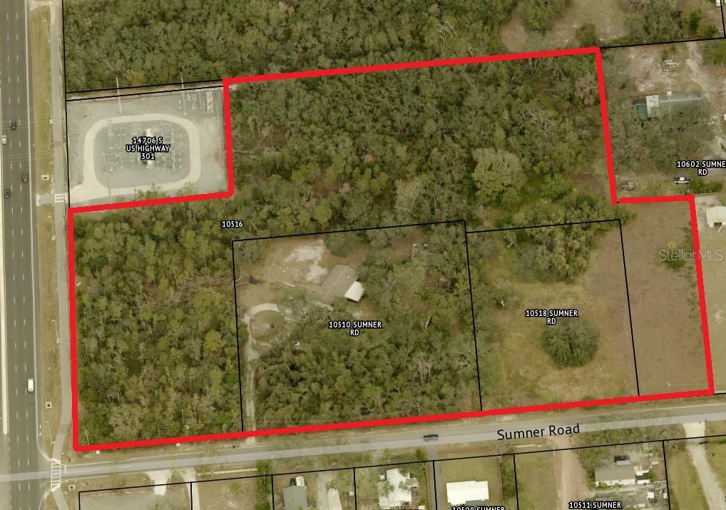 This is for 5 acres of 10516 SUMNER & HWY 301 RD or 5 acres of a combination of 10516 SUMNER & HWY 301 RD and 10510 SUMNER RD and 10518 SUMNER RD.  See T3531607 for all 10 acres.  Willing to lease. Land is high and dry with 417 feet of frontage on Hwy 301.
