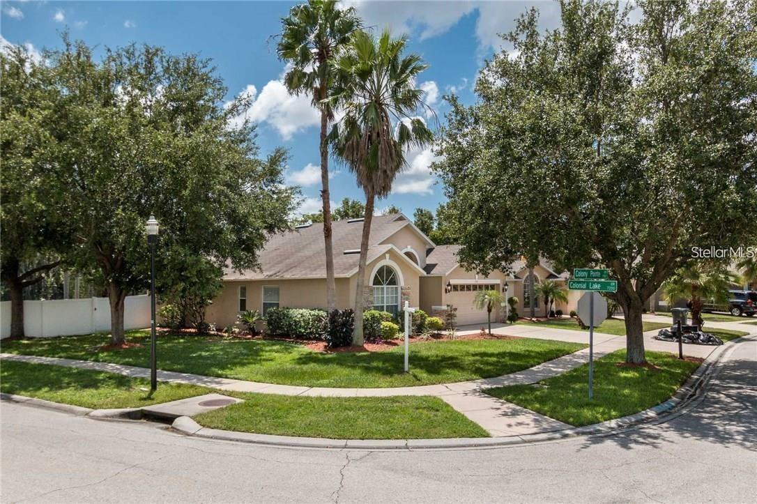Gorgeous, single story Home with its finest and highly sought after Lake St. Charles neighborhood. This beautiful 3 bedrooms, 2 bath with pond view, home is fully upgraded, new 2025 AC unit with warranty, no carpet at all just upgraded flooring and move in ready. You will find beautiful archways and windows throughout offering ample natural light. all property has beautiful wood floors throughout, built in closet organization systems in all 3 closets and renovated garage equipped with epoxy floors and built in storage cabinets! This beautiful house also features French doors in living room and master bedroom offering the opportunity to enjoy your beautiful outdoor space even while indoors, this home is situated on a corner lot with lush, mature landscaping, overlooking a pond and a screened in lanai with a Hot Tub included and fire pit area. Kitchen area is oversized, all appliances convey as washer and dryer. This community is offering plenty of amenities a pool overlooking the lake, tennis courts, baseball field, soccer field, huge playground, walking trails, and dog parks. Sellers are motivated, this home like this won't last long