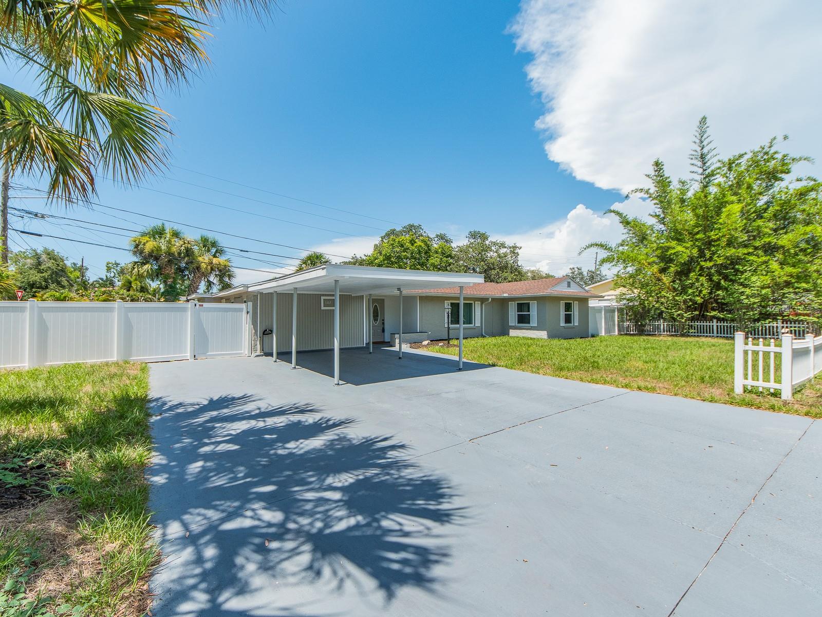 Four Bedroom, 2 full bathrooms, custom high- impact storm windows, new A/C, new stove, new microwave, new dishwasher, new washer and dryer, newer vinyl privacy fencing.
This 4 bedroom split plan designed home is conveniently located minutes from downtown, the Pinellas Trail, Dunedin Marina, several parks, and much more.
In addition, you will discover this house offers tons of closets, a laundry room, a bathroom ensuite off the master bedroom, tile floors, ceiling fans, freshly painted rooms, and has been modestly staged for your convenience only.
The large lot includes a shed, a deck, and plenty of space for a pool, and or recreational vehicles. This home has good energy flow, and is move-in ready.