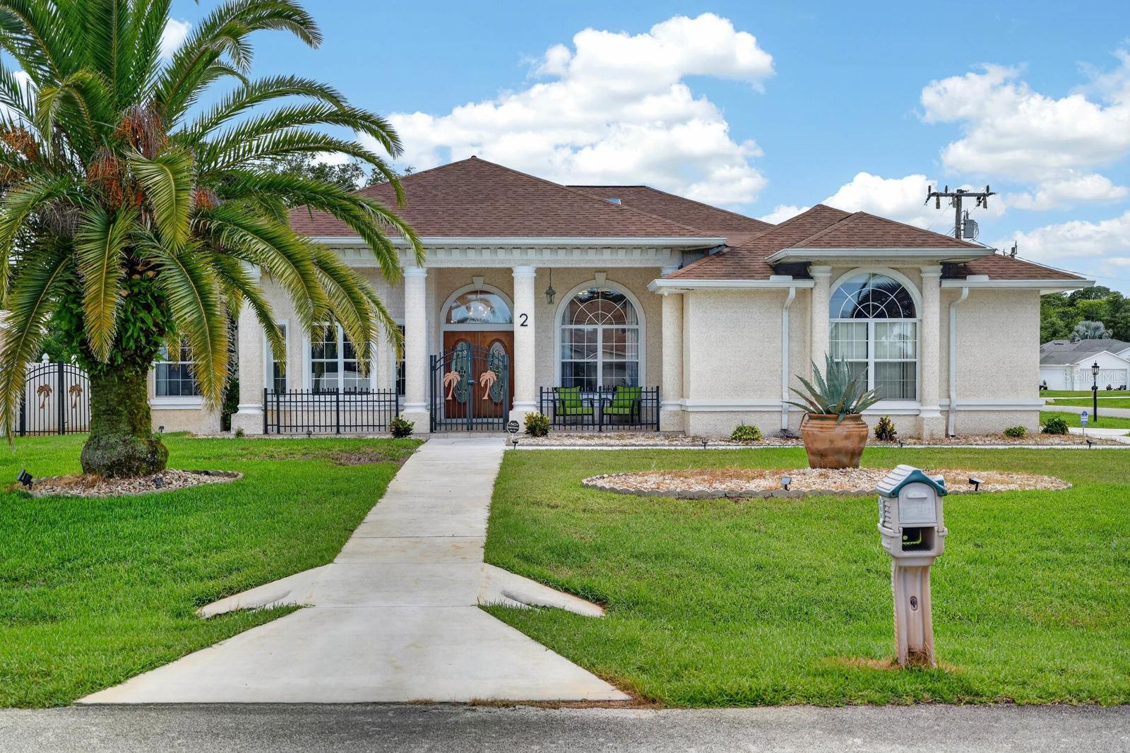 Easy to show. Beautifully maintained custom-built 3BR/2.5BA salt water pool home with an oversized 2-car garage featuring a hurricane-rated garage door. The thoughtfully designed split floor plan offers formal living and dining rooms, a generous family room, and a private office/den, providing flexibility for both everyday living and entertaining. The kitchen features granite countertops, custom wood cabinetry, stainless steel appliances, a breakfast bar, a pantry, and a breakfast nook overlooking the screened pool. The primary suite includes private access to the lanai, a walk-in closet, dual vanities, a garden tub, and a separate walk-in shower. Vaulted ceilings and multiple skylights enhance the open floor plan, filling the home with natural light. Major updates include a 2024 HVAC, 2023 water heater, and 2014 roof.