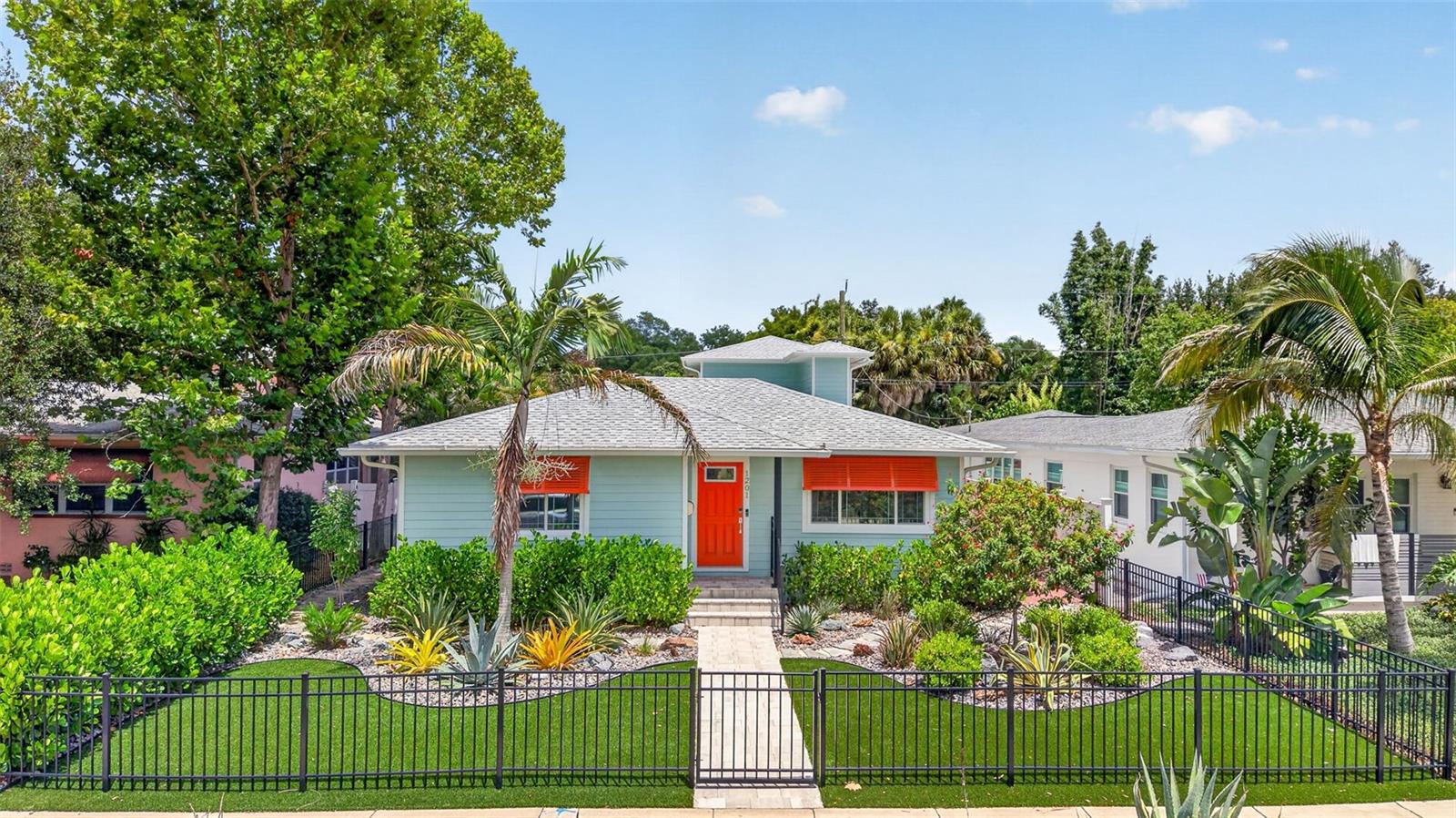 Beautifully Renovated Bungalow with Dual Primary Suites & Resort-Style Outdoor Living.Welcome to this stunning, fully upgraded bungalow located in the highly desirable Euclid St. Paul neighborhood. This home has been thoughtfully renovated from top to bottom, offering modern luxury, flexible living spaces, and exceptional outdoor amenities—all just minutes from Downtown St. Petersburg. Two Primary Suites, including a private in-law suite complete with kitchen amenities—ideal for guests or multigenerational living.Completely Updated Systems: new electrical, new plumbing, and a new roof installed in 2024.Gourmet Kitchen featuring high-end appliances: Miele built-in coffee machine, Café ice maker, Café bar refrigerator, Premium cabinetry and finishes. Dedicated Office perfect for remote work.Separate Laundry Room with washer/dryer space and a convenient half bath offering direct access to the pool area. • Oversized Pool with natural gas heater with expansive travertine deck space. Relaxing Spa for year-round enjoyment. Covered, Screened-In Porch ideal for entertaining or unwinding outdoors. This house has been professionally landscaped with artificial grass and stone pathways for very low maintenance.  This home is truly a ready to move in resort for you and your family and friends to enjoy.  Welcome to your new home in St Petersburg!