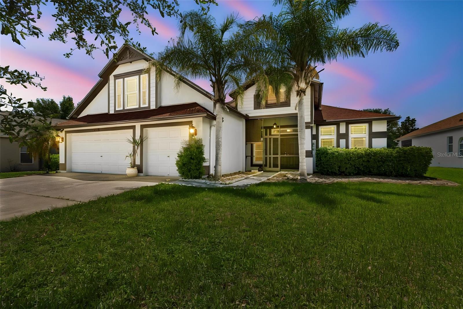POOL HOME PERFECTION IN LAKE BERNADETTE! This beautifully maintained 5BR/3BA/3-car garage estate delivers the ultimate Florida lifestyle. NEW ROOF (2023) offers instant peace of mind, while the backyard serves as your private oasis with a sparkling saltwater pool and a fully fenced yard. Inside, soaring vaulted ceilings and an open floor plan welcome you. The chef’s kitchen boasts 42" solid wood cabinets, granite countertops, and stainless steel appliances, seamlessly flowing into a spacious family room with pool views. Unwind in the primary suite featuring dual walk-in closets, a garden tub, and a separate tiled shower. Upstairs, a massive versatile bonus room (5th bedroom) adapts to your needs—perfect for a home theater, gym, or office. Enjoy resort-style community amenities: golf, fitness center, tennis, trails, and clubhouse. Prime location near schools, dining, and shopping. Schedule your tour today!