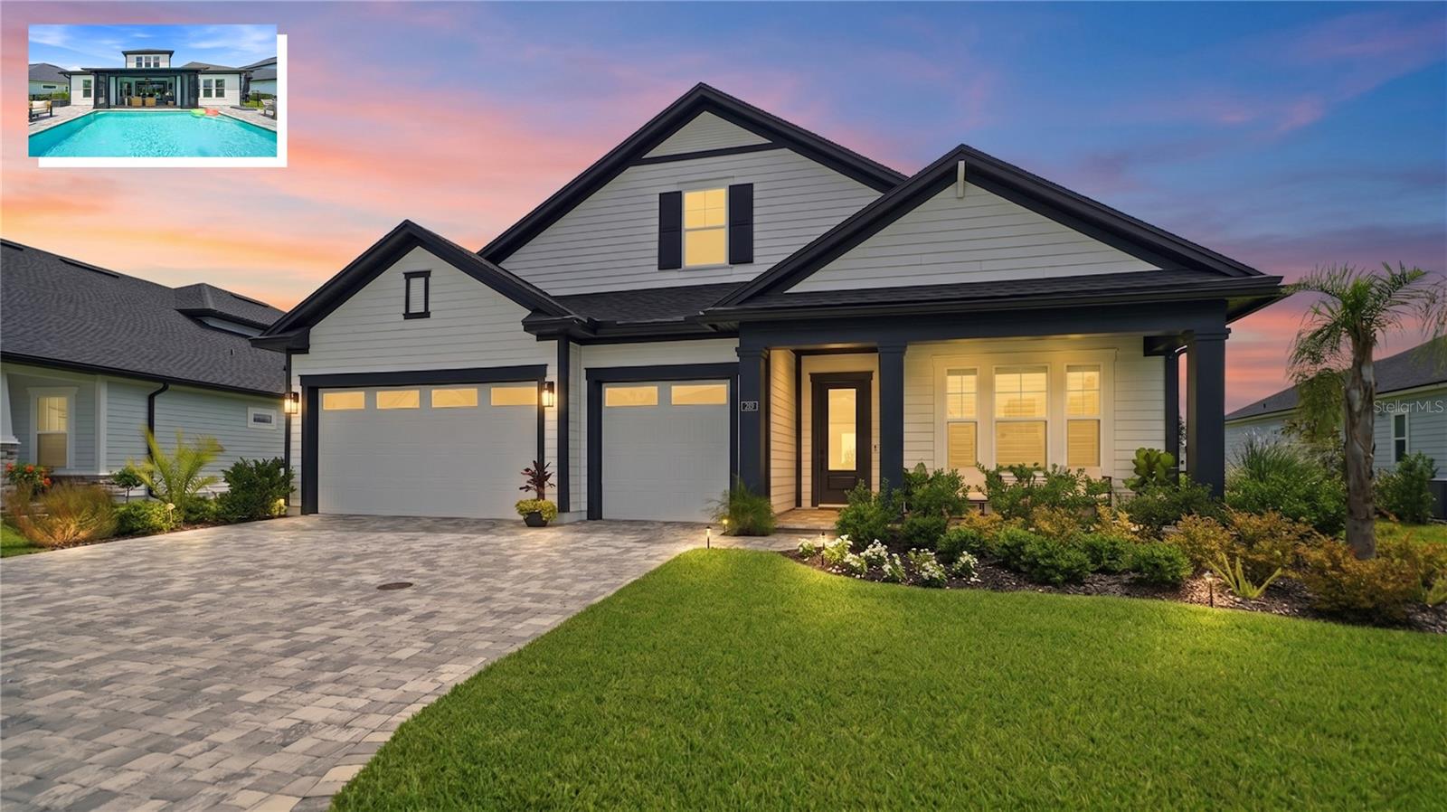Welcome to 203 Tesoro Terrace in the sought-after community of Madeira. This 4-bedroom, 3.5-bathroom home offers thoughtful upgrades throughout and a floor plan that's as functional as it is inviting. Located just 7 minutes from Historic Downtown St. Augustine and 10 minutes from Vilano Beach, you'll enjoy the convenience of being close to everything while still having the feel of a quiet neighborhood.

The open floor plan is centered around a spacious kitchen featuring Electrolux appliances, a gas range, under-cabinet lighting, a large center island, a butler's pantry, and a separate walk-in pantry. Ten-foot ceilings, 8-foot doors, and a 12-foot sliding glass door create an open, airy feel and bring in plenty of natural light.

The split-bedroom layout provides privacy, with the primary suite tucked away at the back of the home overlooking the pool and pond. The primary bathroom features dual vanities, a large walk-in shower, and an oversized walk-in closet. Plantation shutters throughout the home add a clean, timeless look, while practical features like two tankless water heaters, a whole-home water softener, and a versatile upstairs flex room give you plenty of options for a home office, media room, game room, or workout space.

The backyard is where this home really shines. The screened lanai includes a motorized screen system and a fully equipped outdoor kitchen, making it easy to enjoy the space year-round. The pool overlooks the pond and is surrounded by an extended paver deck, upgraded landscaping, palm trees, and custom outdoor lighting. The fully fenced backyard offers plenty of space to enjoy, and the artesian well for irrigation helps keep the lawn looking great while saving money on water bills. Additional exterior upgrades include a sealed paver driveway, front porch and walkway, along with an oversized 3-car garage with bays large enough for full-size SUVs.

Madeira offers residents a community pool, fitness center, and clubhouse, along with access to top-rated St. Johns County schools. If you've been looking for a home with quality finishes, a great outdoor living space, and a convenient St. Augustine location, 203 Tesoro Terrace is one you won't want to miss.

All information pertaining to the property is deemed reliable, but not guaranteed. Information to be verified by the Buyer. Be advised that cameras may exist
recording audio and video inside/outside the property, such as ring doorbells. Photos are digitally enhanced and could be altered, please verify.