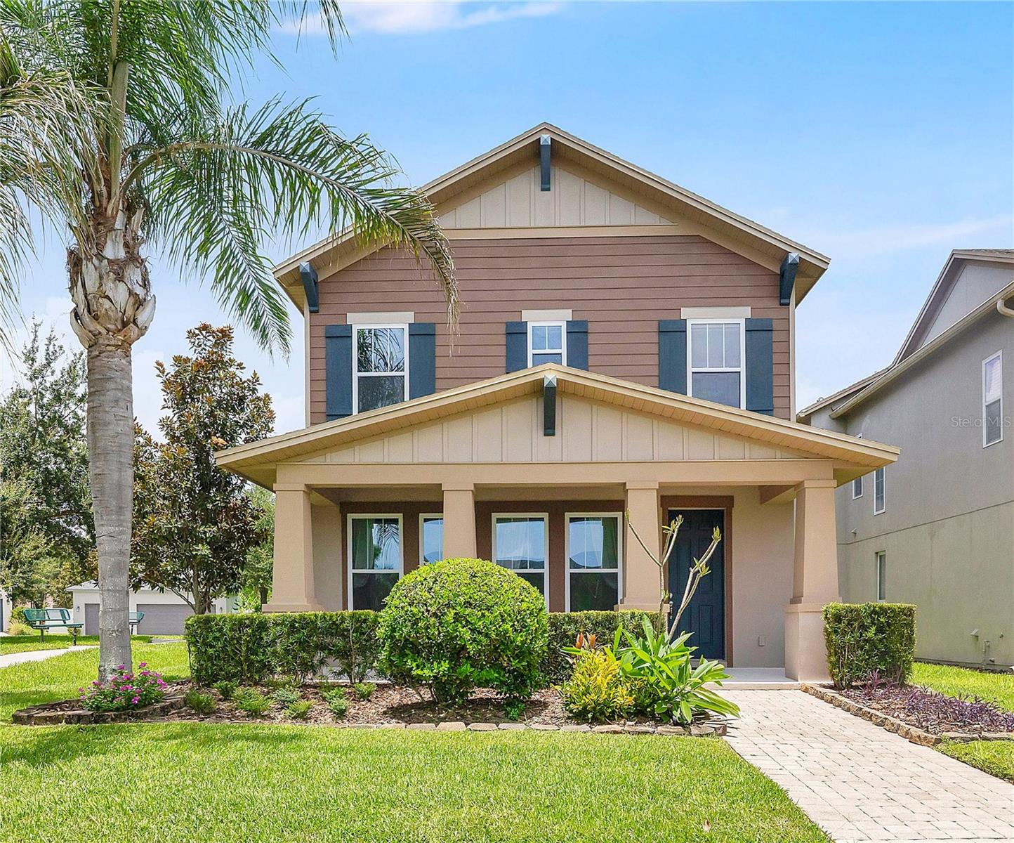 Ashlin Park - One of Windermere's most desirable communities.  This very private cornet lot offers an oversized homesite with breathtaking water views.  Featuring 3 bedrooms, 2.5 baths, 2 car garage, and contemporary upgrades throughout.  The first floor showcases title and beautiful upscale wood flooring, an upgraded kitchen ideal for everyday living and entertaining, PLUS A VERSATILE SMALL OFFICE OR FLEX SPACE.  All bedrooms are upstairs, including serene primary suite with a relaxing bathtub and a laundry room with upscale washer and dryer include.  Notably, the home is equipped with a surround sound system in the family room and in the primer bathroom.  Step outside to a tranquil backyard with peaceful water view and community walking paths.  Residents enjoy a resort -style pool, clubhouse, and playground, all just10 minutes from Disney with easy access to shopping, dining, and major highways. Easy to show. Schedule your PRIVATE TOUT TODAY!!