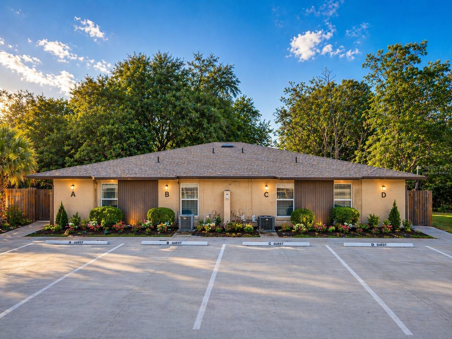 11% CAP RATE. Investor opportunity in desirable Southeast Ocala! This quadplex consists of four 2-bedroom, 2-bathroom units generating approximately $5,443/month ($65,316 annually) at full occupancy. Currently, three units are leased with one recently vacated—offering immediate upside to place a new tenant at market rent or for potential owner-occupancy.
Current rent roll: 
Apt A – $1,400/mo (lease through 03/31/2027)
Apt B – $1,350/mo (renewed, Section 8)
Apt C – $1,393/mo (Section 8)
Apt D – $1,300/mo (recently vacated).

Two units have been renovated with vinyl flooring, updated kitchens, and bathrooms, while two remain unrenovated with tile flooring, providing clear value-add potential to increase rents and returns. Each unit features a front porch, functional layouts, and strong tenant appeal.
Major improvements include a new roof (2025) and a new $25,000 driveway (Dec 2025). Landscaping is maintained weekly. HOA is $142.72/month and includes trash service. Tenants pay water and electric, helping keep operating expenses low.
Conveniently located near shopping, dining, and major roadways, supporting consistent rental demand in Ocala’s growing market. Whether you're looking for a cash-flowing asset with upside or a value-add opportunity, this property delivers. Schedule your showing today!