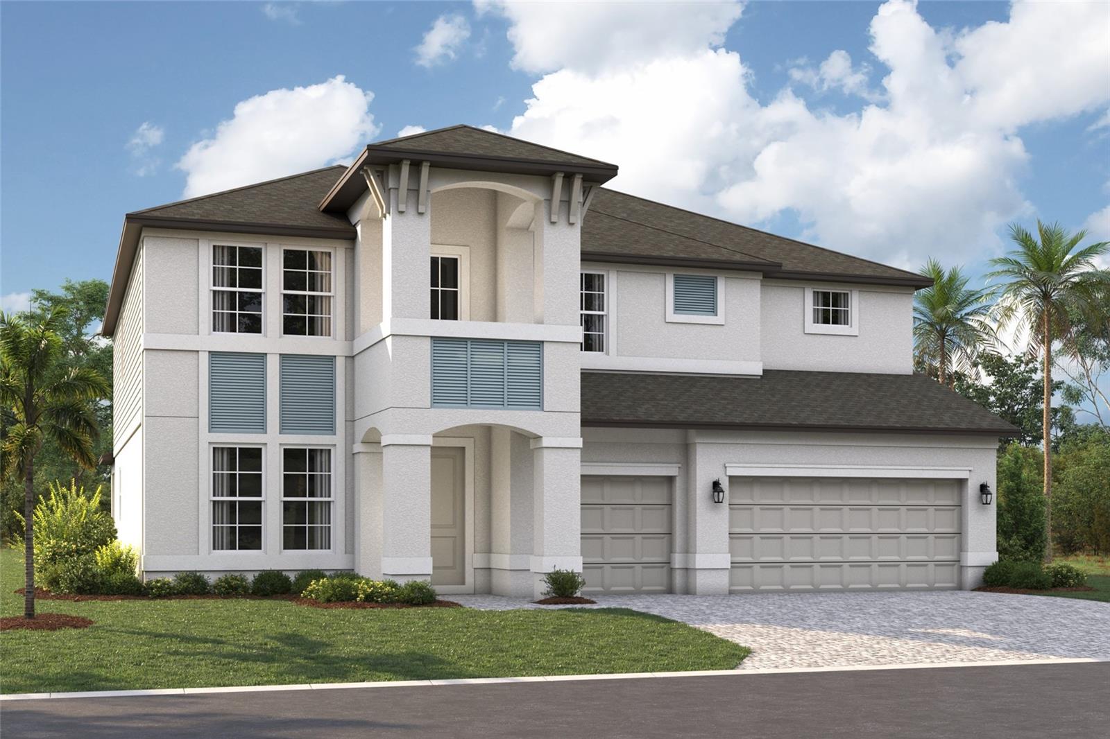 Pre-Construction. To be built. ****SPECIAL FINANCING AVAILABLE FOR A LIMITED TIME ONLY FROM PREFERRED LENDER. RESTRICTIONS APPLY, FOR QUALIFIED BUYERS, SUBJECT TO APPLICABLE TERMS AND CONDITIONS. SUBJECT TO CHANGE WITHOUT NOTICE****
The Santa Fe is a beautifully designed two-story home offering 5 bedrooms, 3.5 baths, and a spacious 3-car garage, totaling 3,899 square feet of functional living space.
As you enter the home, you'll find a flex room off the foyer. Continue through the foyer to find an open-concept layout centered around the great room, which seamlessly connects to the café and kitchen. The kitchen includes a walk-in pantry, island with double basin sink and ample counter space.
Adjacent to the main living area off dual sliding glass doors, a covered lanai extends your entertaining space outdoors.
The first-floor owner’s suite is a private retreat, complete with a large walk-in closet and a spa-like owner’s bath with dual vanities and a separate shower. Additional main-level highlights include a convenient mudroom with access to the laundry area, powder bath and garage.
Upstairs, the home features 4 secondary bedrooms, each with a walk-in closet for plenty of storage. Two full baths, one shared and one private, provide convenience for family or guests. A spacious bonus room serves as a versatile space for a media room, game room, or additional lounge area. The second floor also includes an overlook to the great room below, adding a sense of openness to the layout.
With abundant storage options, modern conveniences, and flexible spaces, this home is designed to fit the needs of modern living and those who love to entertain.
