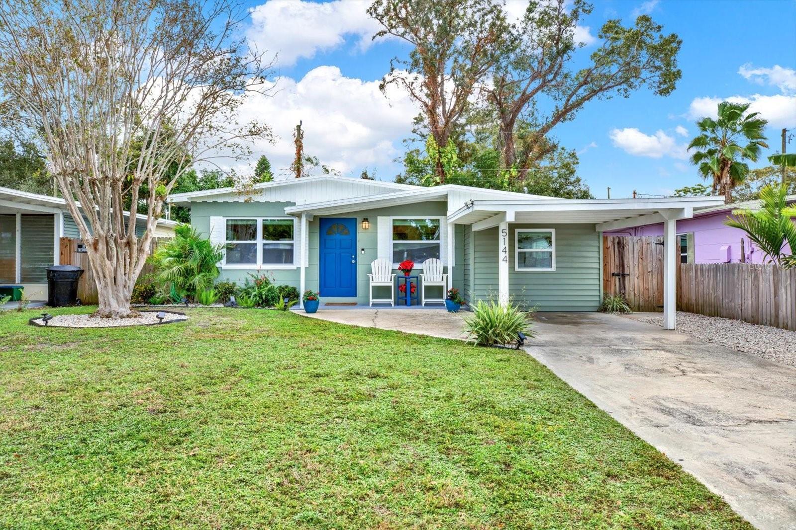 Come live the Florida life, in much sought after Gulfport, FL.  No Flood Area!!! Completely renovated, and minutes from the beaches, shopping, airports, restaurants and bars. This beautifully remodeled 3 bedroom 1 bathroom home in the heart of Gulfport and is a sure steal. If you offer full price or more offer, this home will come fully furnished turnkey, inside and out.  (Just bring your tooth brush, clothes and bathing suit) The moment you arrive, it is evident that no expense was spared bringing this home back to to it full glory or better. Ease your mind with all the major expenses taken care of with brand new hurricane-rated impact windows throughout, brand new roof in 2022, new ac in 2020, new exterior paint, along with outside storage. The moment you step inside, high ceilings and plenty of natural light accentuate the new vinyl plank flooring flowing throughout the entire home. With a split bedroom floor plan, this layout is perfect for even the most discerning buyers. The heart of the home, the kitchen, is sure to impress. Everything from cabinetry and modern hardware, to the stainless steel appliances, quartz countertops and stunning backsplash, every detail was thoughtfully designed. Just off of the primary bedroom you will find an inside laundry room, this bradroom can also be used as dinig area as seen in pictures and in current use. The updated modern bathroom has new tilework along with moroccan tile floors.  Make your way to the fenced in backyard which is the perfect size for entertaining family and friends. The City of Gulfport has so much to offer with a weekly farmers market, First Friday Art Walk, restaurants and coffee shops. Less than 10 minutes from America's top rated beach, St. Pete Beach, this location is NOT in a flood zone! What more can you ask for?! Schedule your showing today! (Pictures are not virtually motified... This home actually looks like this....This one will go quickly...