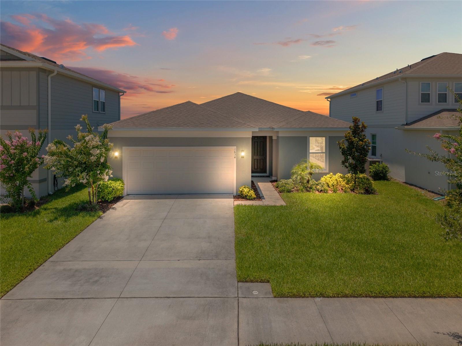 Welcome to Amelia Groves, where peaceful pond views, direct access to walking trails, and an open-concept floor plan come together in one exceptional home. Built by Pulte Homes, this home features 3 bedrooms, 3 full bathrooms, a dedicated office or flex room with barn doors, 2,262 square feet of living space, and includes all appliances, including the washer and dryer, plus a whole-home water softener. One of the secondary bedrooms includes a private en-suite bathroom, offering added comfort and flexibility for guests or multigenerational living.

The open-concept floor plan is enhanced by a custom accent wall in the living room, creating a stylish focal point for the main living area. Double sliding glass doors fill the space with natural light and open to the covered lanai, where peaceful pond views provide the perfect backdrop for relaxing mornings or quiet evenings. Enjoy direct access to the community's walking trails from your backyard, making morning walks, jogs, or evening strolls part of your everyday routine.

Enjoy community amenities including a pool, playground, and scenic walking trails with pond views. Cable and high-speed internet are included, and the community has no CDD fees.

Conveniently located near the new Nova High School, shopping, dining, and the planned State Road 534, which is expected to provide even more convenient access to Lake Nona and Orlando once completed.

Discover everything this home and community have to enjoy. Schedule your private showing today!