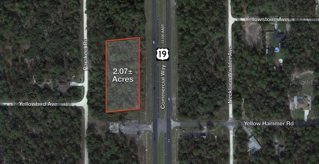 The opportunity is to purchase 2.07± acres on Commercial Way (US 19) between Spring Hill and Homosassa Springs in Hernando
County, FL. The total acreage is comprised of three contiguous parcels all fronting Commercial Way giving great visibility to 13,100± cars
a day.