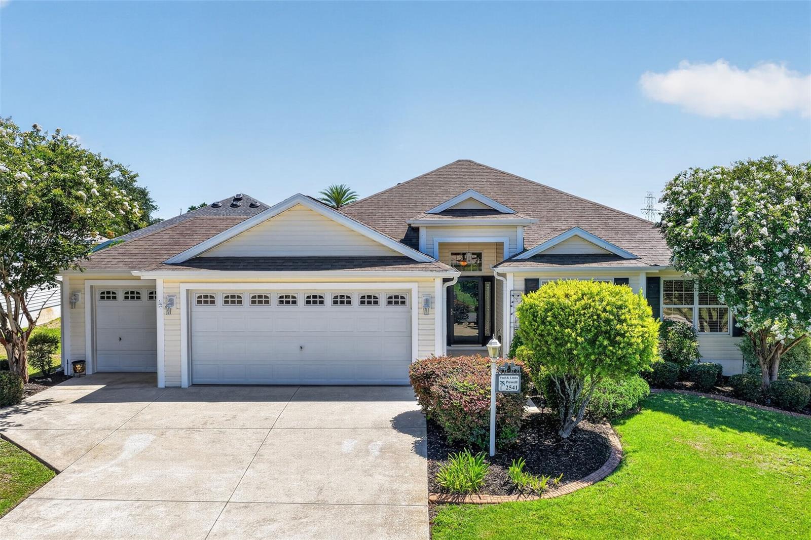 This charming 3 bed / 2 bath DESIGNER Mandevilla model home (similar to Oleander) with GOLF CART garage, located in the desirable Village of HADLEY, offers comfortable Florida living with many recent updates. Boasting 1,695 square feet of air-conditioned space, the open and functional split-bedroom floor plan creates an inviting and practical layout perfect for everyday living and entertaining.
Step inside to a welcoming foyer leading to a generous great room / living room perfect for entertaining where you will appreciate the brand NEW luxury VINYL plank flooring throughout, fresh interior PAINT, and smooth ceilings with no popcorn. Tray ceilings add a touch of elegance to both the dining room and primary bedroom, while ceiling fans help keep the home comfortable. The well-designed kitchen features brand NEW appliances recessed lighting and convenient pull-out cabinets. A spacious screen-enclosed Florida room measuring 19x19 provides a wonderful indoor-outdoor living space with PRIVACY.
Additional features include a roof replaced in 2014, HVAC (2023), gutters, an inside laundry room, and a 2-car garage plus a separate golf cart garage. The mature landscaping with an irrigation system enhances the curb appeal and makes maintenance easy.
Location Location Location! This home offers easy golf cart access to shopping, dining, medical facilities, and entertainment at Brownwood Paddock Square, Lake Sumter Landing, and the many other wonderful Villages squares.
Call today to schedule your private showing!