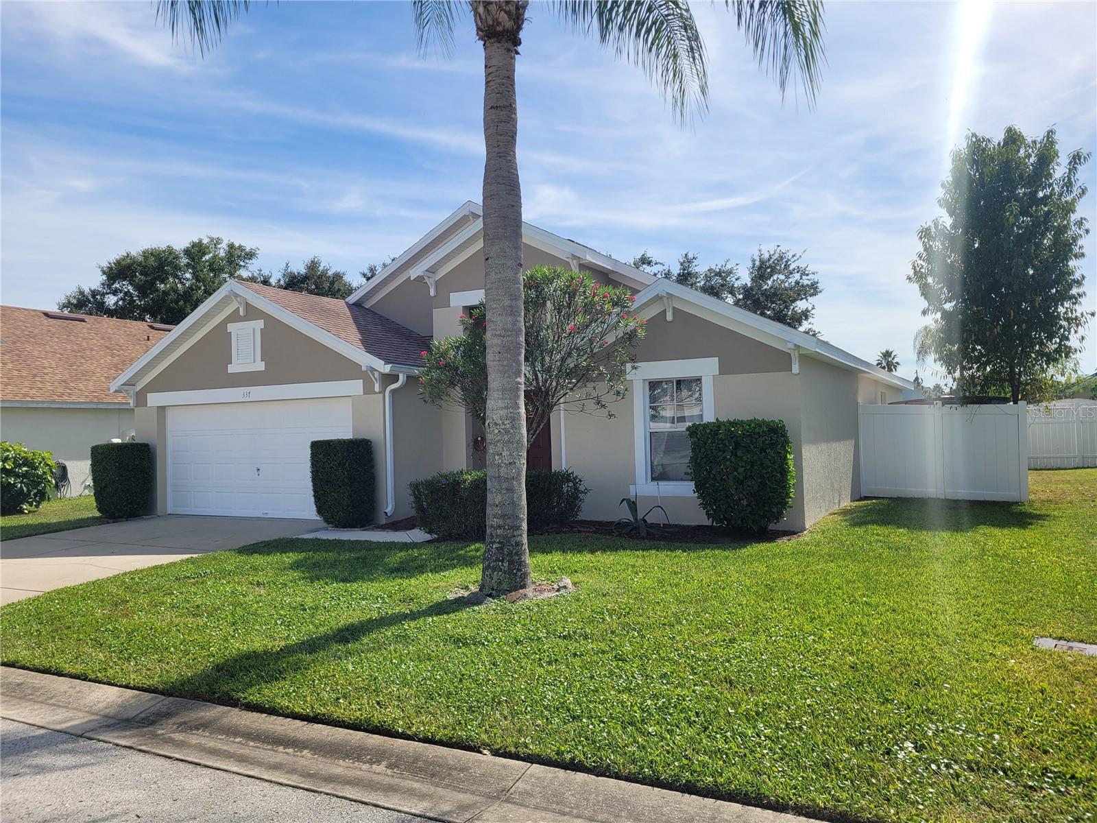 Conveniently located to Interstate 4 and Hwy 27 within short distance from Posner Park shopping, dining and Movie Theatre. House has been freshly painted outside and inside. Few minutes from Disney World and Champions Gate. Ceramic tile through out. Split floor plan, indoor laundry room, garage door opener, covered porch and completely fenced in with new PVC fencing. Partially furnished.
