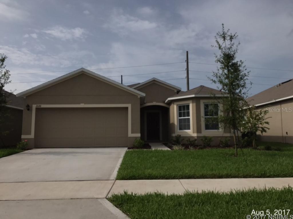 Make this new spacious 3 bedroom 2 bath home with a 2-car garage your new home. This new community is just off Pioneer Trail in New Smyrna Beach. Only 10 minutes from the beach and close to I-95. This home, built in 2017, has never been lived in and features a combination of carpet and tile throughout. All new appliances including W/D and window treatments. Relax at the the community pool. Lawn care and extermination included. Renter's Insurance Required. 1,753 sqft. Dogs under 25lbs permitted with $350 pet fee.