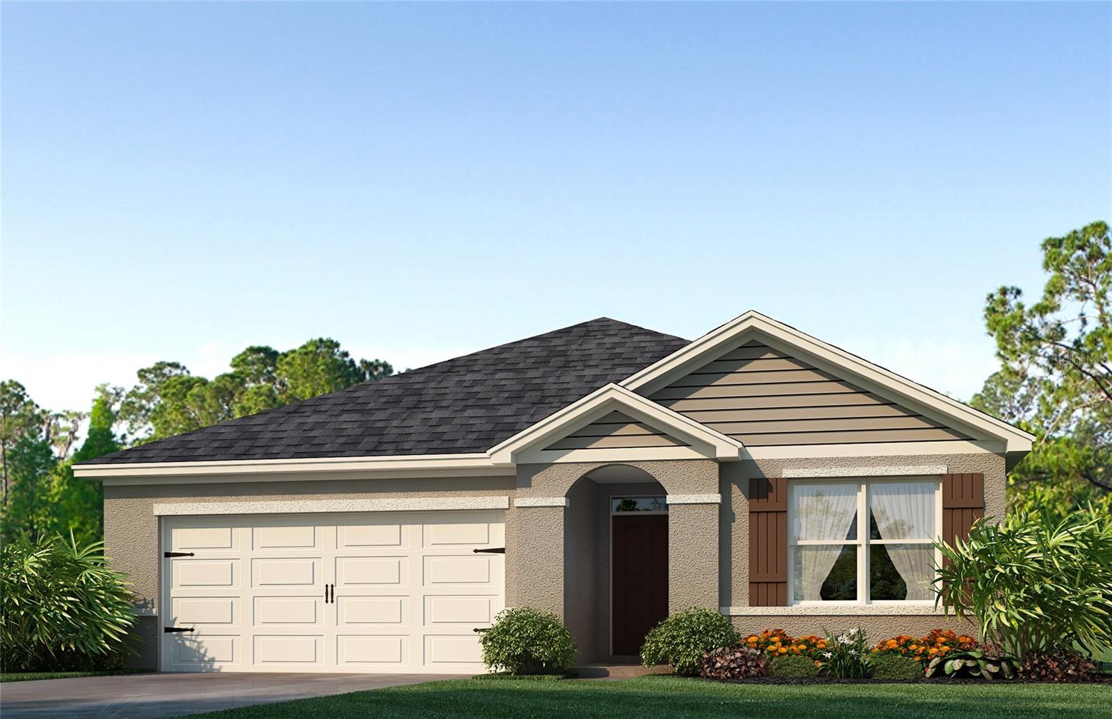 Under Construction. Coastal Woods presents the Aria. This all concrete block construction, one-story layout optimizes living space with an open concept kitchen overlooking the living area, dining room, and covered rear lanai. Entertaining is a breeze, as this popular single-family home features a spacious kitchen island, dining area and ample sized pantry for extra storage. This community has upgraded stainless steel  appliances making cooking a piece of cake. Bedroom one is located at the rear of the home for privacy and provides an en suite bathroom. Two additional bedrooms share a second bathroom. Like all homes in Coastal Woods, the Aria includes a Home is Connected smart home technology package which allows you to control your home with your smart device while near or away.


*Photos are of similar model but not that of exact house. Pictures, photographs, colors, features, and sizes are for illustration purposes only and will vary from the homes as built. Home and community information including pricing, included features, terms, availability and amenities are subject to change and prior sale at any time without notice or obligation. Please note that no representations or warranties are made regarding school districts or school assignments; you should conduct your own investigation regarding current and future schools and school boundaries.*