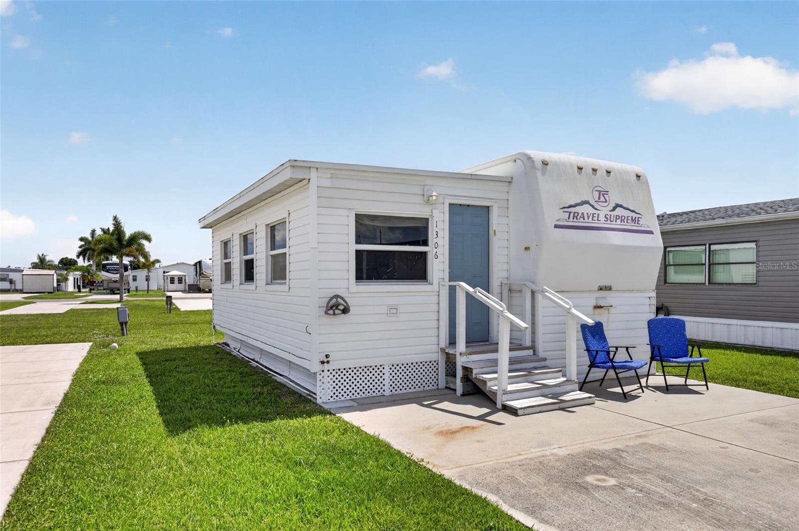 Welcome to Alligator Park, a sought-after 55+ resident-owned community in the heart of Punta Gorda, offering an affordable and carefree Florida lifestyle. This well-maintained 5th-wheel residence with sunroom provides comfortable, efficient living with 1 bedroom and 1 bathroom, perfect for seasonal enjoyment or year-round simplicity.  The bright sunroom adds valuable living space, ideal for relaxing, entertaining, or enjoying the warm Florida sunshine. A $60,000 land share is included in the sale, adding long-term value and eliminating the uncertainty of lot rent—an excellent opportunity for owners or investors alike.  Alligator Park is known for its friendly atmosphere and robust amenities, including a clubhouse, swimming pool, shuffleboard, social activities, and beautifully maintained grounds. Residents enjoy a strong sense of community while being just minutes from historic downtown Punta Gorda, waterfront parks, boating, fishing, dining, farmer’s markets, and Punta Gorda Airport.  Ideal as a snowbird retreat, downsizing option, or income-producing investment, this property offers outstanding value in one of Southwest Florida’s most popular active adult communities.
