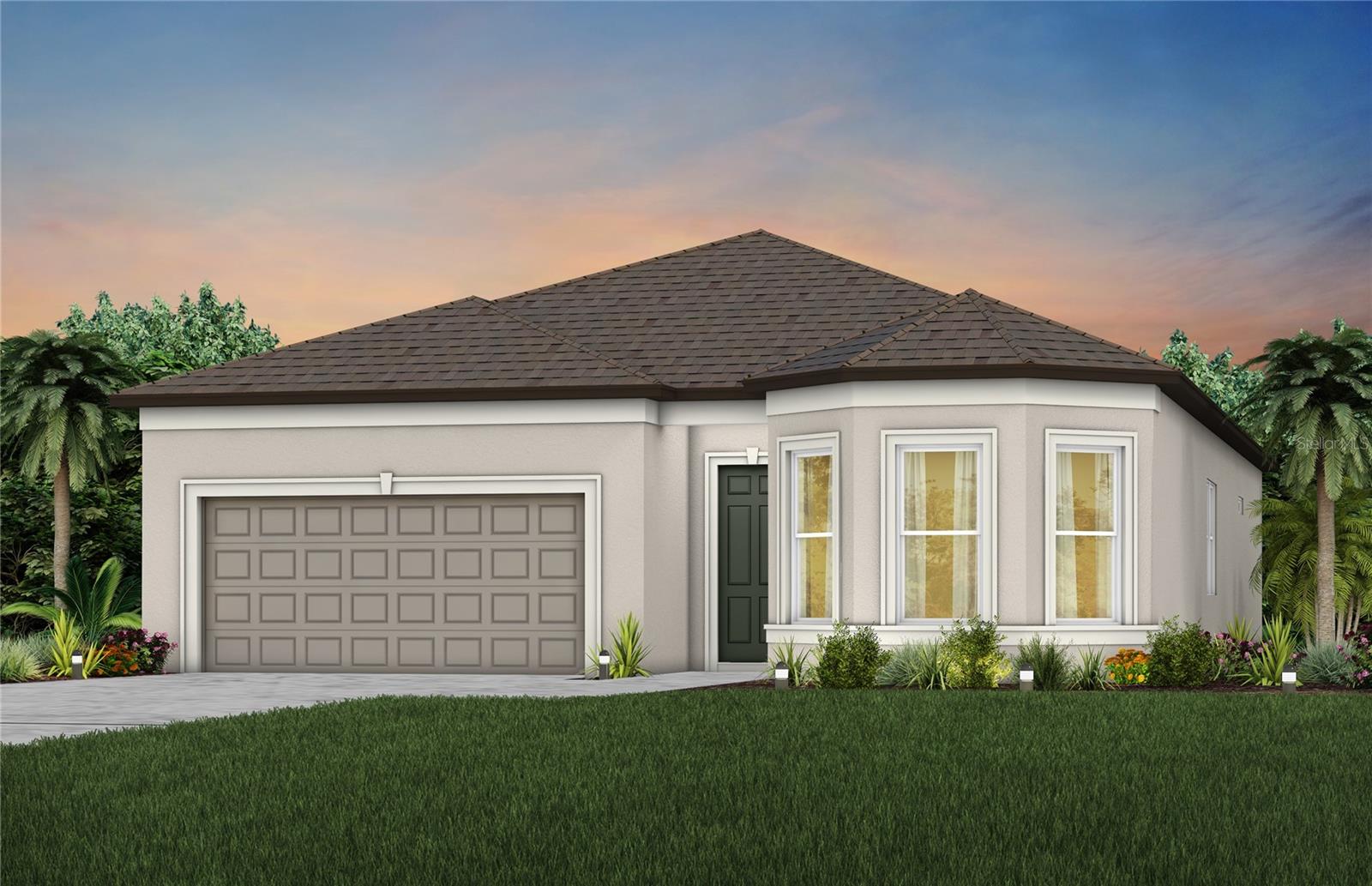 Under Construction. Enjoy all the benefits of a new construction home in the serene setting of Ocala, FL's horse country, with an age-restricted, fully amenitized lifestyle at Del Webb Stone Creek. This is the active adult community you've been looking for, with amenities that include an 18-hole championship golf course, a full restaurant and bar, indoor and outdoor pools, sports courts, and so much more. Our sprawling amenities, clubs, and classes will fill your retirement days with activities to make new friends and memories.
The elegant Palmary makes entertaining easy, featuring a connected kitchen, café, spacious gathering room, and versatile enclosed flex room.  The spacious kitchen has tons of counterspace and a walk-in pantry with shelving.  This home has a single bowl sink with upgraded faucet, stone gray cabinets, 3cm quartz countertops with 4”x16” tiled backsplash and KitchenAid stainless steel appliances including a dishwasher, range and microwave.
The bathrooms have matching stone gray cabinets and 3cm quartz countertops and a walk-in shower and dual sinks in the Owner's bath. There is 9”x36” tile flooring in the main living areas flex room, bedroom, bathrooms and laundry room.
Additional upgrades and features include a covered lanai, tray ceiling in owner’s suite, gathering room and flex room, 2 car garage with 4’ extension, LED downlights and floor outlet in gathering room, stone gray cabinets and 3cm quartz countertops in the laundry room, 8’ interior doors, two tone interior paint, upgraded lighting and hardware, perfectly situated on a corner lot and a Smart Home technology package with a video doorbell.
Enjoy peace of mind with Pulte’s transferable, 10-year Limited Structural Warranty that covers materials and workmanship in the 1st year, workability of plumbing, electrical, HVAC, and other mechanical systems through the 2nd year, various types of water infiltration and internal leaks through the 5th year, and the structural integrity of the home through the 10th year. Plus, we’re currently offering limited-time incentives and below-market rates!