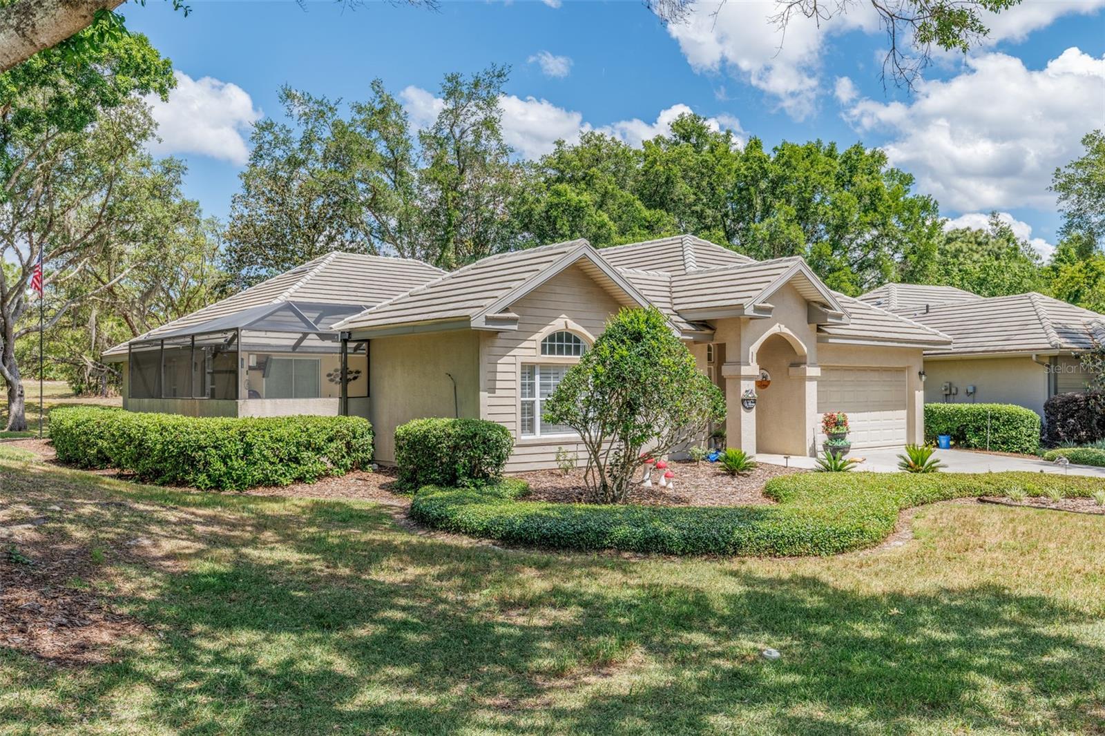 This home is well maintained and loved by its current owners… and it shows!  The pristine Cabana-Style 3-bedroom (PLUS office/bonus room), 3-bath Pool Home will welcome you to the prestigious gated, golf community of Black Diamond Ranch!  Designed by Tom Fazio, the renowned Quarry, Ranch and Highlands Golf Courses are right here for you-ready to inspire your next round!  Located on a roomy corner lot, this thoughtfully designed home features an open-concept layout filled with natural light and a privately enclosed pool & spa lanai area creating a seamless connection of indoor and outdoor living.  Your guests, in-laws or teenagers will love the cabana style design offering them a totally private ensuite, pool side!  The cook(s) in the family will appreciate the spacious eat-in kitchen with pool view and features such as a gas cooktop on the spacious island, a built-in gas oven, microwave and walk-in pantry!  Just step out of the pool or spa area and step in to the Master Ensuite with walk-in closets, garden tub, separate shower, dual sinks OR into the living area OR the kitchen OR the Cabana Ensuite!  It’s the ultimate Florida lifestyle home you’ve been dreaming of!  Entertaining and relaxing are both a breeze with this unique floorplan!  Freshly painted inside. New HVAC, Water Heater and Pool Pump in the past few years and gorgeous laminate, engineered hardwood and tile flooring throughout the living space with carpeting in the bedrooms.   Outdoor enthusiasts will appreciate being just minutes from Crystal River to enjoy swimming with the manatee or exploring the Gulf by boat for sport or fishing enthusiasts.  Within a short drive, enjoy kayaking in the beautiful blue waters of Rainbow Springs or experience world-class events at the World Equestrian Center in Ocala.  Black Diamond Ranch offers optional social, sport and golf memberships allowing you to tailor your experience to your own lifestyle.  Come to Citrus County and embrace the Florida Nature Coast at its’ best!