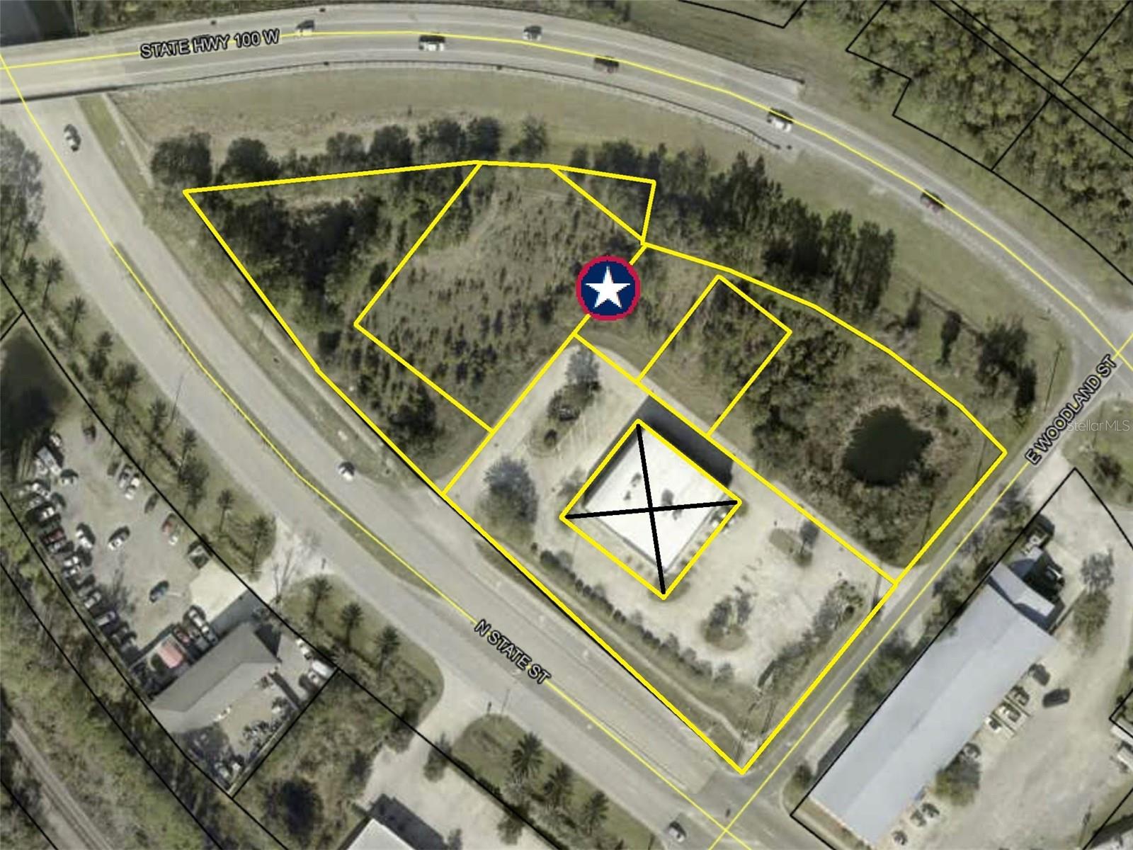 Five parcel assemblage at the junction of N State St (US-1), SR 100 W and E Woodland St. Total of 3.37 acres pad-ready for development with utilities at the site. Conceptual plan for two buildings. 300+ feet of frontage on US-1, 700+ feet of frontage on SR 100 W, 100+ feet of frontage on E Woodland St. Directly adjacent to Advance Auto Parts and across from O’Reilly Auto Parts. Zoned City of Bunnell B-1 (Business) which allows retail, service, restaurant, automotive uses, etc. FLDOT AADT 19,600 on US-1 and 10,100 on SR 100W.