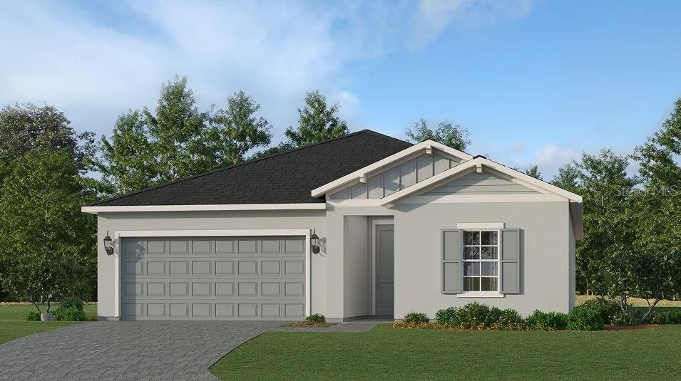 MOVE-IN READY & Pool included! Step inside this beautifully designed 1,884 square foot single-story home and discover a blend of style and functionality at every turn. The welcoming foyer leads to two peaceful bedrooms and a full bath, while a third bedroom is tucked just around the corner for added privacy. The heart of the home features a modern kitchen with designer-selected cabinetry, sleek quartz countertops, and a full suite of stainless steel appliances, all seamlessly connecting to the dining area and spacious family room. Glass sliders open to a large covered patio, perfect for relaxing or entertaining outdoors. The tranquil owner’s suite is thoughtfully positioned in a rear corner and boasts an oversized walk-in shower, quartz vanity, and a generous walk-in closet. Additional highlights include ceramic tile flooring in key areas, energy-efficient features throughout, and a two-car garage with keyless entry and a hurricane-rated door. With all these sought-after upgrades and a layout designed for modern living, this home is sure to attract attention—don’t miss your chance to make it yours! Prices, dimensions and features may vary and are subject to change. Photos are for illustrative purposes only.