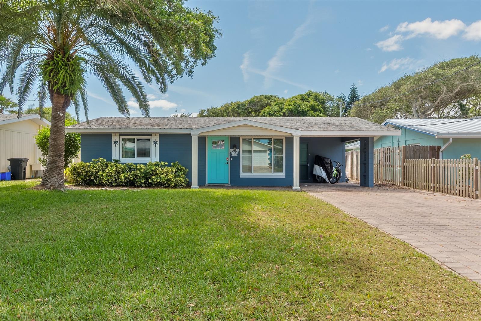 Summer is here and what could be better than YOUR OWN PRIVATE POOL HOME? Nicely updated and well built block construction pool home with open floorplan one half block from the Atlantic Ocean. Beautiful kitchen w/ granite and stainless appliances along with updated bathrooms too. Wide plank laminate flooring and tile throughout for ez care living. Large enclosed lanai overlooking an inviting inground pool new in 2016. Paver-ed cool deck and spacious privacy fenced backyard. Just a few blocks from shopping and local beachside pubs and eateries to choose from.  You will love this location as you have a direct walkover at S Atlantic to the beach! Bicycle the amazing beaches of New Smyrna Beach. Island living at your fingertips...come see. Least expensive POOL HOME on the island. SOLD AS IS, INSPECTIONS WELCOMED. ;Water: City