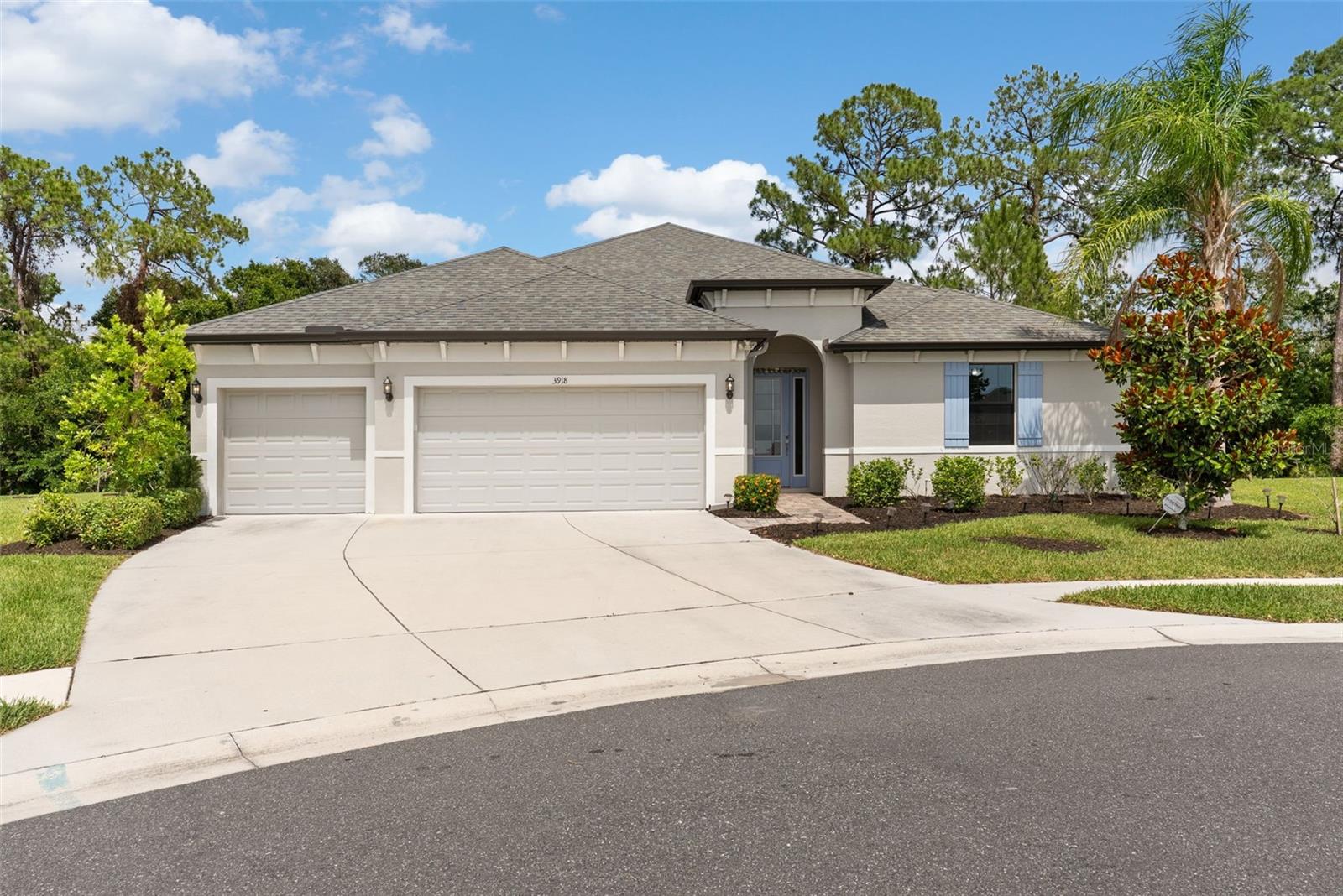 Price Reduced! Spacious 4 bedroom, 3 bath home with a 3 car garage located on a quiet cul-de-sac in Sun City Center. This all tile home features soaring ceiling and an open floor plan perfect for comfortable living and entertaining. Enjoy added privacy with no rear neighbors- just a peaceful tree line backing up to a golf course. A rare find offering space, style, and a serene setting!