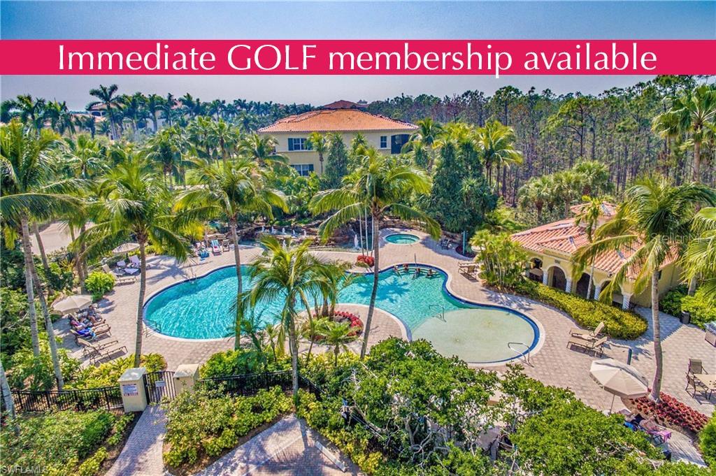 Tiburon Golf Resort in Naples.  FULL GOLF MEMBERSHIP AVAILABLE. JUST LISTED & Immaculate!! You have the entire second floor right in the heart of Tiburon's Newly remastered 36-hole Greg Norman Designed Championship Golf Course! Starting from your 2 car garage and entering your private elevator allows quick access into this split bedroom floor plan condo with a separate living room and family room (both with balconies), Plantation shutters, tile flooring, tankless gas water heater & automatic storm screens on both balconies. The kitchen features GAS cooking, convenient wall ovens, rich granite countertops, matching backsplash, center island and all upgraded Stainless appliances. Your west facing 1000 sq/ft wrap around & newly screened lanai extends from your master suite to the living & dining areas & features the storm screens & peace & quiet. The open east balcony offers more outside living area & storm screens. Available FURNISHED & with GREAT rental income potential, if desired. We have tenants waiting to lease for season with the Medallion golf membership transfer. Perfect for the buyer looking to purchase a Medallion membership as we have discounts available on membership with this property purchase!! No membership purchase is necessary with this condo purchase. The Castillo buildings have been recently painted, re-screened, new lobby entry with new doors & new roofs about 6 years ago. 2 buildings down is the resort pool, spa, waterfall feature, poolside grilling station, summer kitchen & dining & lounging areas.