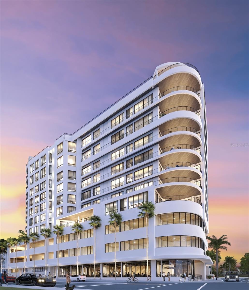 Under Construction. Penthouse level C floorplan with south to south west to west views is where downtown Sarasota and the Bayfront unite. Featuring three bedrooms with three full bathrooms Plus half bath with 14' floor to ceiling glass to allow the Florida sunshine in! Enjoy morning coffee as the eastern sunrise comes shining through your living area. Equally gorgeous take in the orange hues and sunsets from your great room plus a 476 Sq Ft oversized balcony while enjoying your spectacular views of colorful downtown Sarasota. A timeless, modern design with generous open light-filled spaces and grand outdoor living areas create an opulent yet casual lifestyle for twenty-seven astute owners. Here it all comes together. Every detail has been chosen with care. From your private in-suite elevator, towering floor-to-ceiling windows, and spa-like bath retreats, life at The Edge can best be defined as an incomparable encounter. The Edge takes outdoor living to new heights with dramatic glass railings to maximize Sarasota's iconic views, amid exceptional amenities embrace Sarasota lifestyle. Located close to everything that matters. Sarasota is a destination of choice. Condensed walkable community for those that love to simplify their lives and go the urban life. Penthouses include Private Rooftop Terrace 600 SQ FT and Private 3 Car Garage.