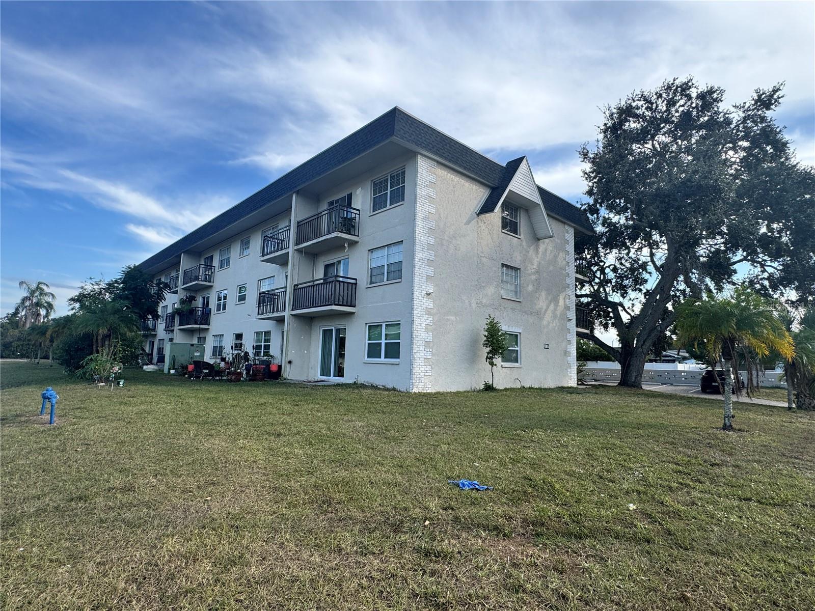18 Units  3 story Building with Elevator. Central St.Petersburg Location. Across the street from Tyrone Gardens Shopping Center / Winn Dixie .
(!6)  1 Bedroom - 1 Bathroom units , (2) 2 Bedroom- 1 Bath units , Central AC & Heat , Featuring Balconies or Ground floor Patio's.
On Site Laundry Room. Large 24 space Off Street Parking Lot.
Aluminum Garage / Workshop building  12x24.