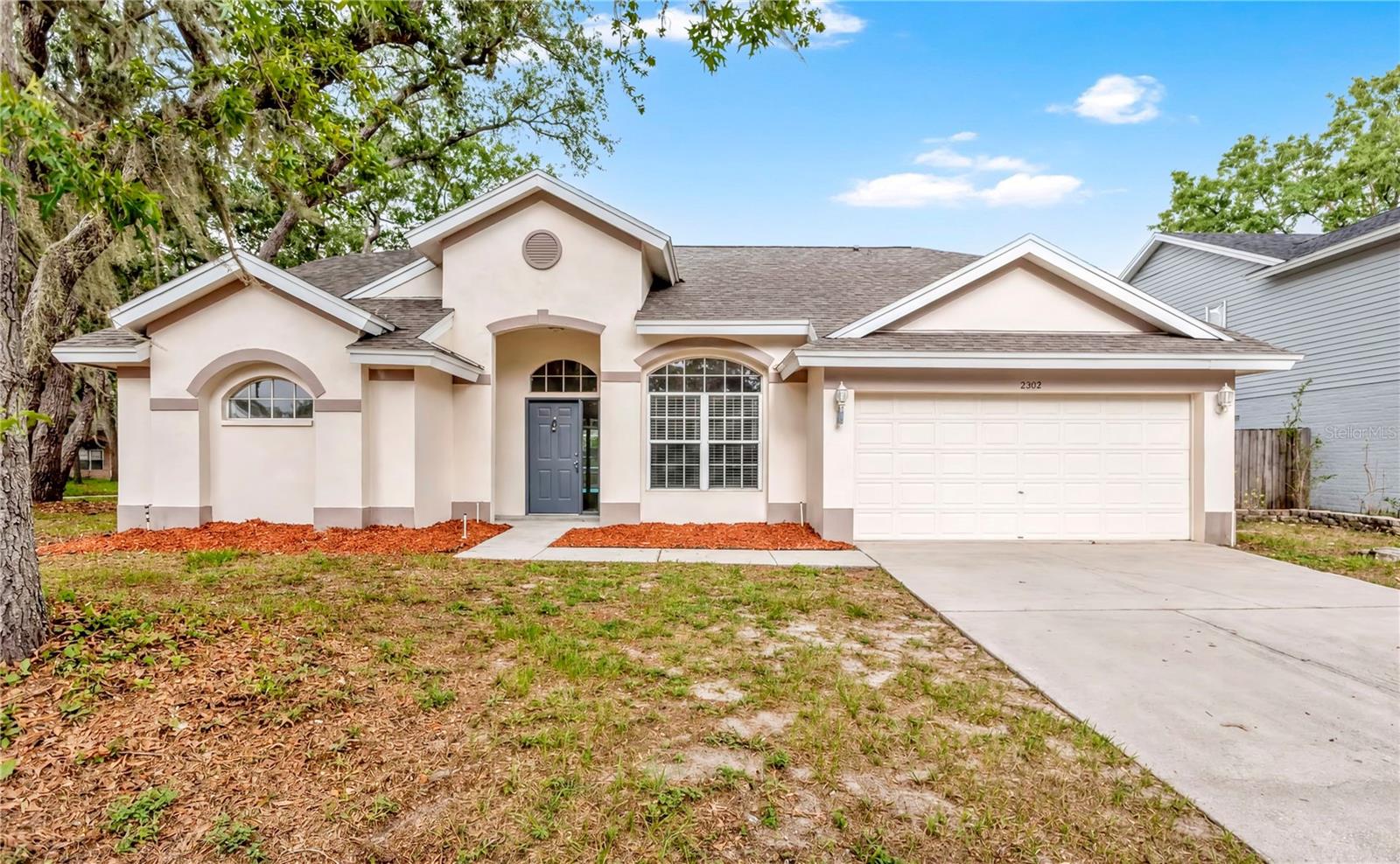 VR tour available. Seller offering up to $16,995 toward buyer closing costs, prepaid expenses, and/or an interest rate buydown. Conditions apply. Move-in ready 3-bedroom, 2-bath pool home on a fenced corner lot in established Bloomingdale, offering 1,721 square feet of updated living space. The big-ticket updates are done: new roof (2026), whole-house repipe (2026), new pool pump, new granite countertops in the kitchen and both baths, new range, dishwasher, and disposal, new carpet, and fresh paint inside and out. The kitchen overlooks the main living and dining areas in a spacious open floor plan, and the split-bedroom layout gives the primary suite privacy with a walk-in closet and an en suite bath with dual sinks, a garden tub, and a separate shower. Two additional bedrooms offer flexibility for family, guests, or a home office. Sliding glass doors open to a covered lanai and screened-in pool overlooking the fully fenced backyard, ready for year-round Florida living. New lighting, blinds, and hardware throughout and refreshed landscaping complete the package. Conveniently located near shopping, dining, schools, and major commuter routes.