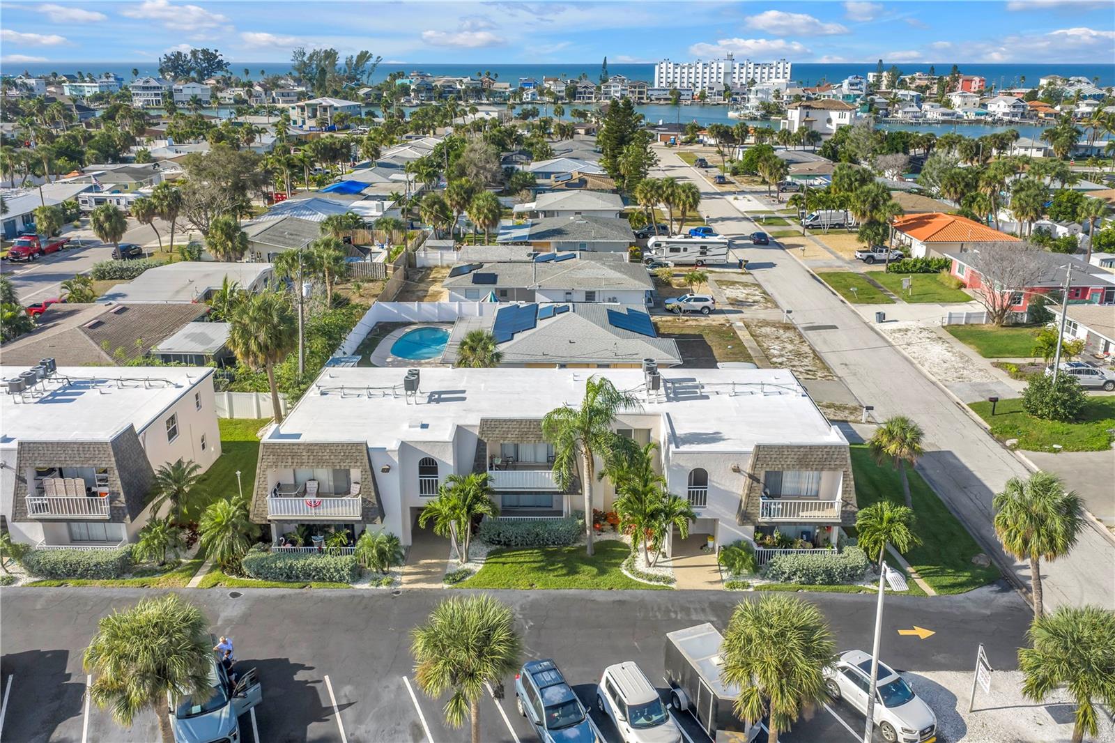 Location, Location, Location on St Pete Beach, the Palm Garden Apartment Complex is a rare opportunity to acquire an immaculate condominium style investment property. The meticulously well-maintained fourteen unit with two buildings has long maintained full occupancy with average stay of the 14 lessee is 6.5 years this giving the owner a reliable revenue stream. Constructed in 1972 of solid block with poured concrete floors, built on a sturdy slab with a durable stucco exterior finish. The roof was installed in 2014 and its a 20mil TPO in excellent condition white roof. The Mansard roof built around the balconies were totally rebuilt in 2020 with new 50-year shingles and all ceilings being done with weather resistant wood. The building was painted in 2020 with top-of-the-line Behr Dynasty paint. The unit mix consists of twelve one-bedroom one-bath (680mol Sq Ft plus balcony) and two two-bedroom two-bath apartments. (1000mol Sq Ft) All but three apartments have been renovated and feature contemporary luxury kitchens and bathrooms appointed with high-quality fixtures and cabinets, stainless steel appliances, granite countertops, and European-inspired tile. Bedrooms are all carpeted. A number of major capital improvement projects have been completed in recent years including, but not limited to, new mansards roofs, landscape upgrade with Citra Blue sod(decease free sod), replacement of all hot water tanks within two years , all fuse and breaker boxes, epoxy resin surfaced hallways, steps and walkways, and replacement of all condensers on roof. Apartment layouts are designed with expansive living rooms, dining areas, full-size bathrooms, and a private balcony or patio. Community features include twenty off-street private parking spaces, professionally landscaped grounds shaded by tropical trees, and all new onsite laundry facilities. Every apartment is individually equipped with modern central heating and air conditioning systems providing year-round comfort. Metered separately, electricity is paid by tenants. City water and trash collection, as well as basic cable with internet service, is provided by the owner. Hot water is supplied by efficient individual in-unit tanks. There is a public bus stop, right in front of the Apartment Complex with buses passing by all day long. St Pete Beach regularly ranks among the world’s list of best beaches!!! Apartment Complex tenants enjoy a year-round vacation style with nearby beaches. Short bike ride to public beach access at the popular Upham Beach Park and Sunset Beach Treasure Island both known for their popular white sand and breakfast area pavilion. There are plenty of restaurants within walking distance along with schools, churches, shops, bars, and not to forget the Historic Corey Avenue Shopping District. This shopper’s paradise thrives as the heart of St Pete Beach with its historic unique specialty shops, art, craft, and jewelry galleries, clothing stores, and imaginative gift shops. This Apartment Complex has been owned by one family for over 20 years and is perfect for an investor wanting a mint condition property with no near-term problems. Owner operates the property himself with no problems leaving town on vacations constantly. Investors interested in purchasing a prize-winning property, that has been extremely taken care of, THIS IS IT!!!!!! Perfect for a 1031 Exchange or a real estate investment. Please contact the Broker/Owner for financial details and additional information!