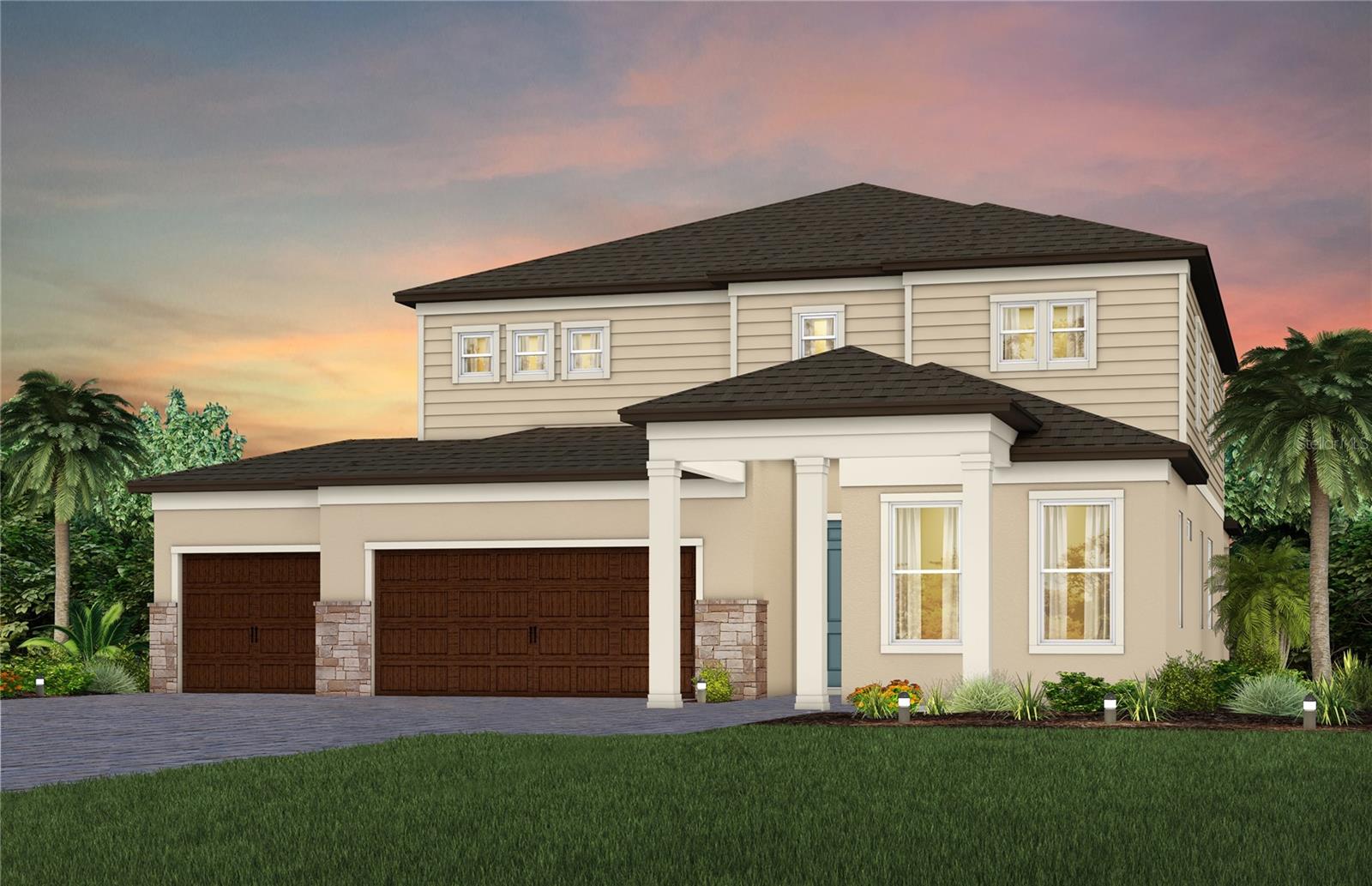Under Construction. Pulte Homes is now selling in Vida’s Way, in a sought-after Wesley Chapel, FL, location. Enjoy pristine land that provides miles of walking trails, a dog park, and a community garden. A clubhouse with fitness, rec, and social spaces sits alongside a resort-style pool, playground, event lawn, fire-pit and pickleball courts for all.
Introducing the thoughtfully designed Serena floorplan, a stunning two-story home offering the modern finishes and flexible layout today’s buyers desire. Perfect for multi-generational living, this home features a private living suite complete with its own living space, full bath, and kitchenette—providing comfort, privacy, and convenience for extended family or guests.
The spacious gathering room is warm and welcoming, filled with natural light and an open-concept design ideal for both everyday living and entertaining. At the heart of the home, the designer kitchen impresses with a large center island featuring a single-bowl stainless steel sink and upgraded faucet, burlap cabinetry, elegant 3cm quartz countertops, 3”x12” tiled backsplash, and a generous pantry. A full suite of Whirlpool® stainless steel appliances— including built-in oven and microwave, range, and dishwasher—completes this beautifully appointed space.
Bathrooms continue the refined aesthetic with matching burlap cabinetry and 3cm quartz countertops. The Owner’s bath offers a spa-like retreat with dual sinks, a private commode, freestanding tub and a walk-in shower with heavy glass door. Throughout the home, luxury vinyl plank flooring enhances the main living areas, All Gen living space, and flex room, while 18”x18” tile accents the bathrooms and laundry room. Bedrooms and the loft feature stain-resistant carpeting for added comfort.
The elegant Owner’s Suite is a true sanctuary, highlighted by an oversized walk-in closet with ample storage. The conveniently located second-floor laundry room  with utility sink for everyday ease.
Additional features include pocket sliding glass doors that open to a covered lanai for seamless indoor-outdoor living, LED downlights and floor outlet in the gathering room, and a Smart Home technology package complete with a video doorbell—bringing style, comfort, and peace of mind together in one exceptional home.
Enjoy peace of mind with Pulte’s transferable, 10-year Limited Structural Warranty that covers materials and workmanship in the 1st year, workability of plumbing, electrical, HVAC, and other mechanical systems through the 2nd year, various types of water infiltration and internal leaks through the 5th year, and the structural integrity of the home through the 10th year. Plus, we’re currently offering limited-time incentives and below-market rates!