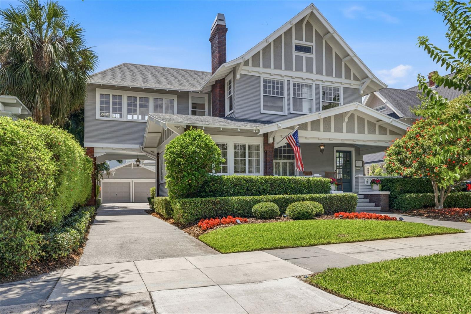 Under contract-accepting backup offers. Perfectly positioned within Hyde Park's coveted "Golden Triangle," just two blocks from both Hyde Park Village and Bayshore Boulevard, 817 S. Willow Avenue represents a rare opportunity to own one of South Tampa's most iconic legacy residences. Originally constructed in 1925, this architectural treasure blends timeless craftsmanship with the modern functionality today's luxury buyers demand. Encompassing 4,488 square feet of living space and 5,752 square feet under roof, the home showcases soaring ceilings, original hardwood floors, extensive millwork, abundant natural light, and the character-rich details that have made Hyde Park one of Tampa's most celebrated neighborhoods. Set on an oversized lot along one of the area's most desirable streets, the residence is introduced by a gracious front porch and distinctive porte-cochère—architectural hallmarks of Tampa's early twentieth-century homes that are seldom found in modern construction. Inside, expansive living and dining spaces, a light-filled sunroom, and oversized windows create an atmosphere that is both elegant and inviting. Designed for entertaining yet equally suited for everyday living, the home offers an exceptional balance of formal and informal spaces while preserving the warmth and authenticity that define Hyde Park's most treasured residences. Since acquiring the property, the current owners have made considerable investments in a comprehensive renovation and modernization program while preserving the home's architectural character. The second floor was extensively reimagined to better accommodate modern living, including the creation of a third full bathroom, relocation of the laundry room to the second floor, and a thoughtful redesign of the primary suite. The result is a luxurious owner's retreat featuring a beautifully renovated spa-inspired bath and an adjoining flex space that can serve as a fitness studio, private office, nursery, sitting room, or future dressing room. The original upstairs bathroom was reconfigured into two separate full baths and rebuilt with updated plumbing systems and designer finishes. Beyond the interior renovations, ownership completed a host of meaningful capital improvements, including hurricane straps, Smart Shades, new HVAC system, new perimeter fencing, and a comprehensive modernization of the pool and spa systems featuring wireless automation, a pool heater, variable-speed equipment, saltwater conversion, color-changing lighting, and smart controls. Previous stewards of the property also invested in structural reinforcement of the home's piers and support columns, helping preserve this historic residence for generations to come.
Outside, the private backyard retreat is anchored by a heated saltwater pool and spa, mature landscaping, multiple entertaining spaces, and a two-car garage with front driveway access through the property's historic porte-cochère. Few homes offer the opportunity to enjoy Tampa's most coveted walkable lifestyle from such a distinguished address. Morning runs along Bayshore Boulevard, coffee and dinner at Hyde Park Village, neighborhood gatherings beneath century-old oaks, and some of the city's finest schools, dining, and recreation are all just moments away. Properties of this caliber rarely become available. Rich in history, elevated by thoughtful modernization, and situated on one of Hyde Park's most coveted streets, 817 S. Willow Ave is a legacy home designed to be enjoyed for generations to come.