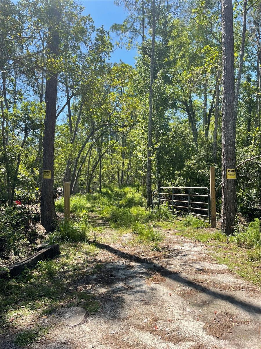 Private and spacious 2.43 acre wooded lot in quiet country setting at Plantation Pines. Plenty of space for your dream home as well as room to roam for the family and pets. Build at your own pace. partially fenced, gated and cleared Wetland documentation and biological survey are available. Some dirt has been added for fondation. New Well recently intalled. Only 0.3 acres of wetlands on the back corner.