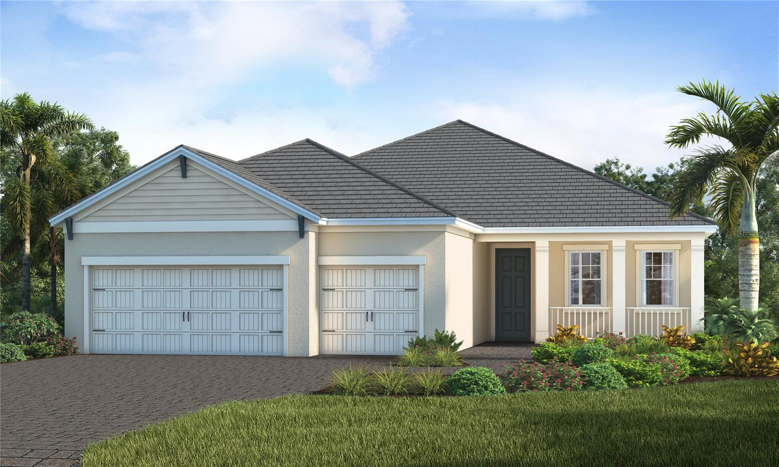 Under Construction. The Sea Isle offers a spacious, open-concept floor plan designed for comfortable living and effortless entertaining. The great room and dining area feature two sets of sliding glass doors, seamlessly blending indoor and outdoor living while filling the home with natural light. The gourmet kitchen overlooks the main living areas and features a large island, perfect for gathering while enjoying views of the screened-in pool and lush, private backyard.

Ideally situated at the end of a cul-de-sac, this home also offers a tranquil pond view from the inviting front porch. A generously sized den with double doors is located at the front of the home, providing a versatile space ideal for a home office, reading room, or media area.

The thoughtfully designed split floor plan ensures privacy for both homeowners and guests. Two secondary bedrooms and a full bath are located on one side of the home, while the primary suite is privately positioned on the opposite side.

This well-appointed residence is an excellent choice for a seasonal retreat or for those looking to downsize without compromising on comfort or style.