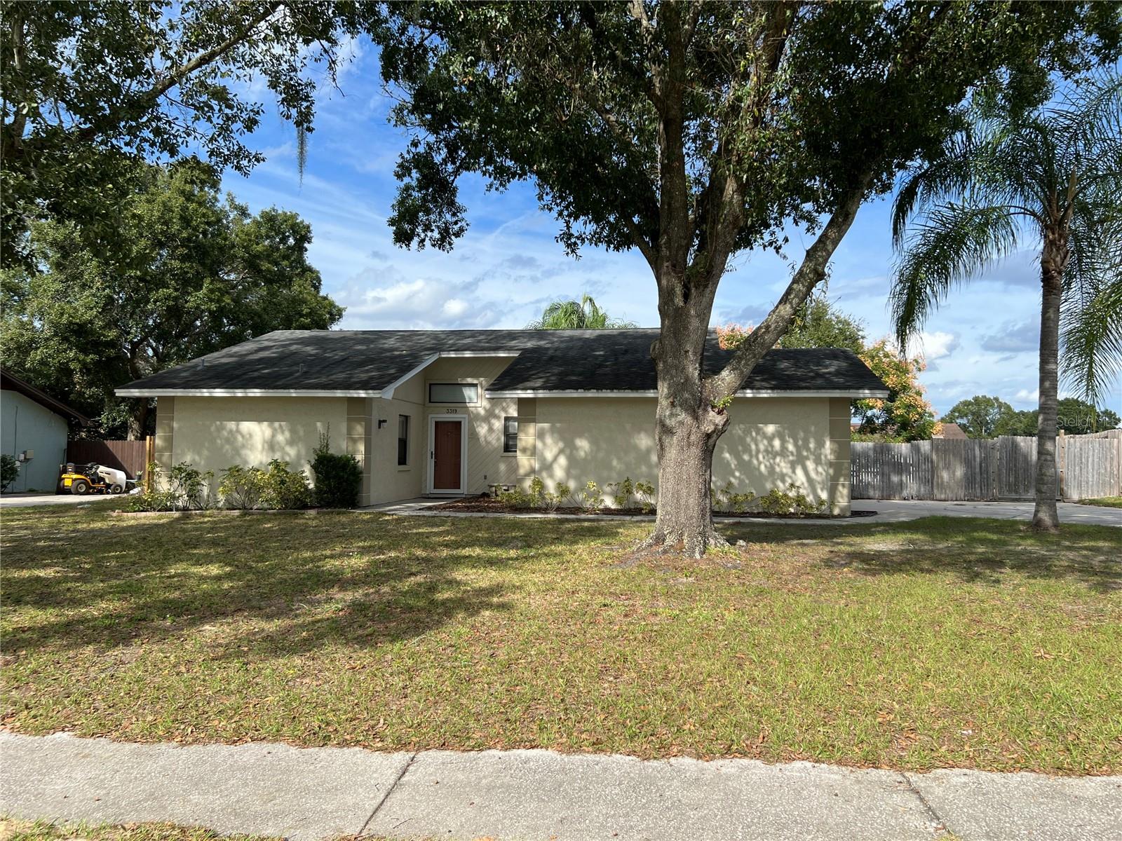Clean and ready to move in. This beautiful home is waiting for you.  You can't beat the tile floors throughout all the living spaces.  The living room and kitchen feel spacious with the volume ceilings. There is a separate dining area.  The kitchen has all stainless steel appliances.  The large laundry room is located off the kitchen. The large patio has an AC duct (not included in sq footage) if you want to make it an office or bonus room. The master bedroom has a walk-in closet and the master bath has a beautifully tiled shower (no tub).  There is a spacious and fully fenced backyard.  Lawn service is included in the rent.  Lease must start within 2 weeks of application approval. Application fee is $75 per adult - non-refundable.  Anyone 18 or older residing in the residence must apply. Thorough credit and background  will be done. Household net income (income AFTER taxes & deductions) must be a minimum of 3x the rent - verification necessary. No evictions in last 5 years.