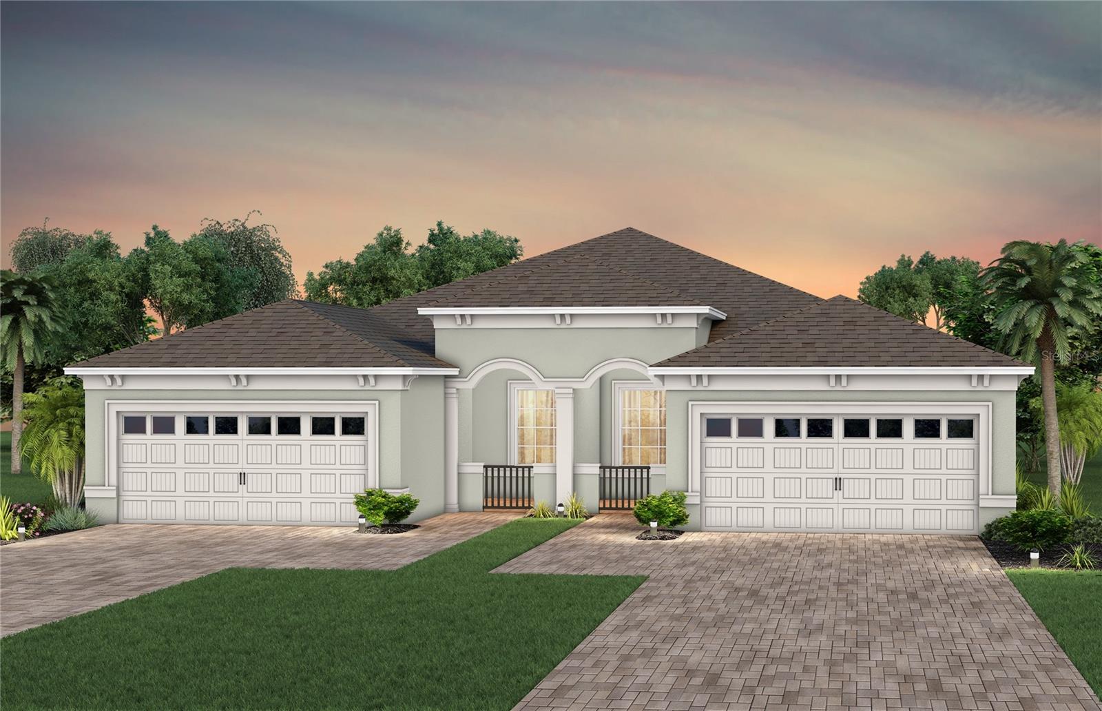 Under Construction. The stunning Ellenwood Villa by Del Webb blends luxury and convenience, featuring 2 bedrooms, an enclosed flex room, and 2 bathrooms in a thoughtfully designed layout that maximizes both comfort and style. The open-concept kitchen, café, and gathering room are filled with natural light, creating an inviting and spacious atmosphere. Tall ceilings, abundant windows, and a sliding glass door that opens to the covered lanai seamlessly extend the living space, making it perfect for effortless indoor-outdoor living. The kitchen features stainless steel Whirlpool appliances (including the refrigerator), 42” soft-close cabinetry, quartz countertops, a decorative tile backsplash, an upgraded faucet, and a stainless-steel single-bowl sink. Whether you're preparing a gourmet meal or entertaining guests, this kitchen has everything you need. Tucked at the rear of the home for maximum privacy, the owner’s suite offers a luxurious retreat. The spa-like en suite bathroom features a frameless glass-enclosed shower with built-in bench, an enclosed toilet, a quartz-topped dual vanity, and a linen closet—creating the perfect environment for relaxation. The secluded secondary bedroom and bathroom provide an additional layer of privacy, offering a tranquil space when you need it most. The front of the home features an enclosed flex room, offering endless possibilities as a home office, hobby room, or any other space that suits your needs. Designer-curated finishes elevate every corner of this home, including pendant pre-wire, brushed nickel hardware and plumbing fixtures, whirlpool washer and dryer, 8’ interior doors, comfort-height toilets, and 2” faux wood blinds. Elegant touches like tile flooring throughout the entire home enhance the home's style and comfort. For those who appreciate modern technology, this home comes equipped with a smart thermostat, smart doorbell, LED downlights, digital IP camera pre-wire, and extra data ports, ensuring your home is as connected as it is beautiful.