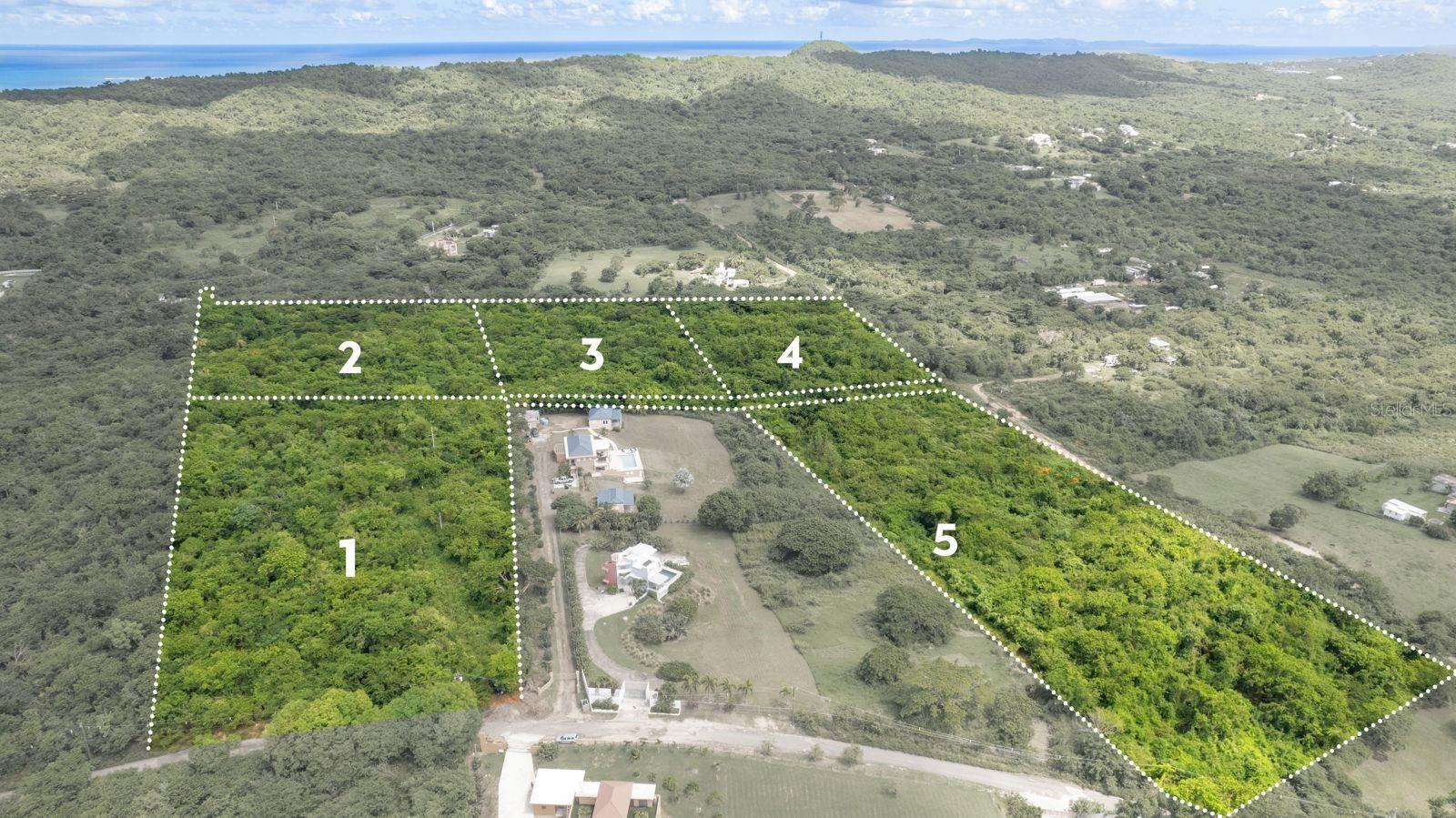 *May be sold together with Lots I, II, IV, and V, Total of 27.9 acres; Asking Price $2,125,000

These unique lots in the exclusive Barrio La Llave provide quiet, privacy, and accessibility.  All five plots of land offer beautiful views, with Lots 1 and 5 offering the best vistas of the Caribbean.  Fully segregated, rectangular with straight boundaries and a gentle slope to make building and landscaping easy.  Each has individual access and nearby electric and water connections.