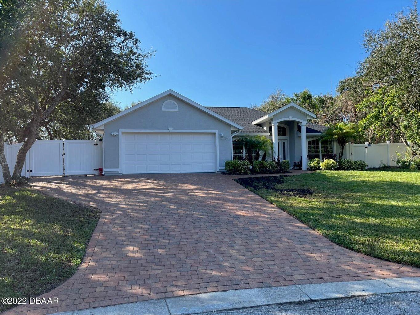 Beautiful Pool Nestled amongst the the Oak Trees 3 Blocks from the Private Ponce Inlet No Drive Beach in Lighthouse Shores.  Truly a Water Lovers Paradise.  Home sits on a huge, oversized corner Lot on a very private street with minimal traffic at an elevation of 19 Feet above Sea Level.  Many recent upgrades to include a new Roof November 2022, all new Whirlpool Stainless Steel Appliances, new flooring, large private Vinyl Fence surrounds the property enclosing the back yard.  New Garage Door Opener, freshly painted inside and out.  Tesla Charging Port. ;Water: City