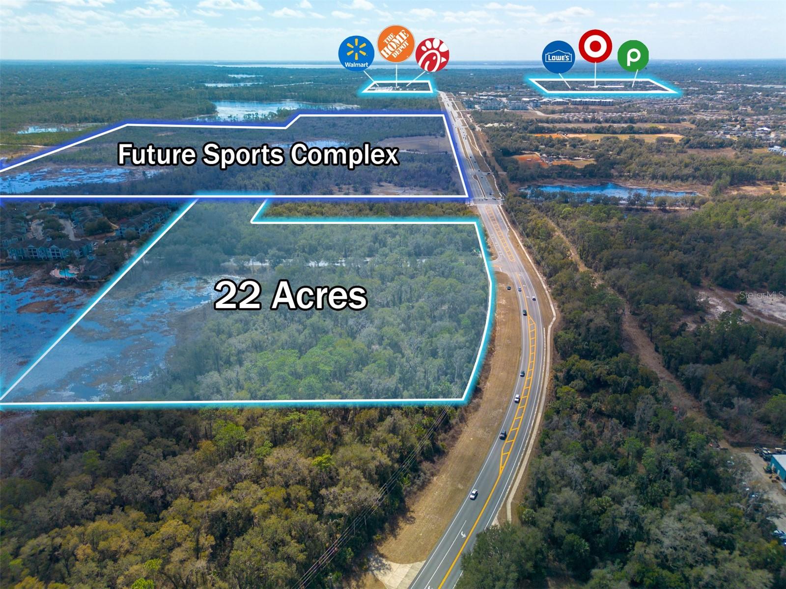 22+ ACRES, Zoned MX, 980' on Veterans Memorial Parkway.  This zoning allows for a variety of options residential to commercial.  The property is between two major arteries, Saxon Blvd (I-4 exit #111) and FL-472 (I-4 exit #114)  Near by Rhode Island Rd currently stops at Veterans Memorial Hwy but is planned to go east across I-4 and connect with Normandy Blvd. Future plans are for a regional Athletic complex at VMP & Rhode Island, less than 1/4 mile for this site. TNearby major warehouses in the area including Amazon. This is a high activity area with both residential & commercial projects built and in the planning stages. There are many restaurants, as well as Kohls, Advent Health Hospital, Home Depot, Lowes, Target, Walmart Super Center in the immediate area. Integra Landings luxury apartments abuts the back of this property and there is an entrance road, Frances Dickenson Dr off Veterans Memorial Parkway that is the entrance to the apartments and also provides access to the 22 acres. This is an attractive entrance and splits the properety in the middle MOL, also providing signage. Five parcels are included, Alt Keys - 6692980,6692939,6692921,6692891,6692904. Survey sketch showing wetlands (20+ years old) in attachments.